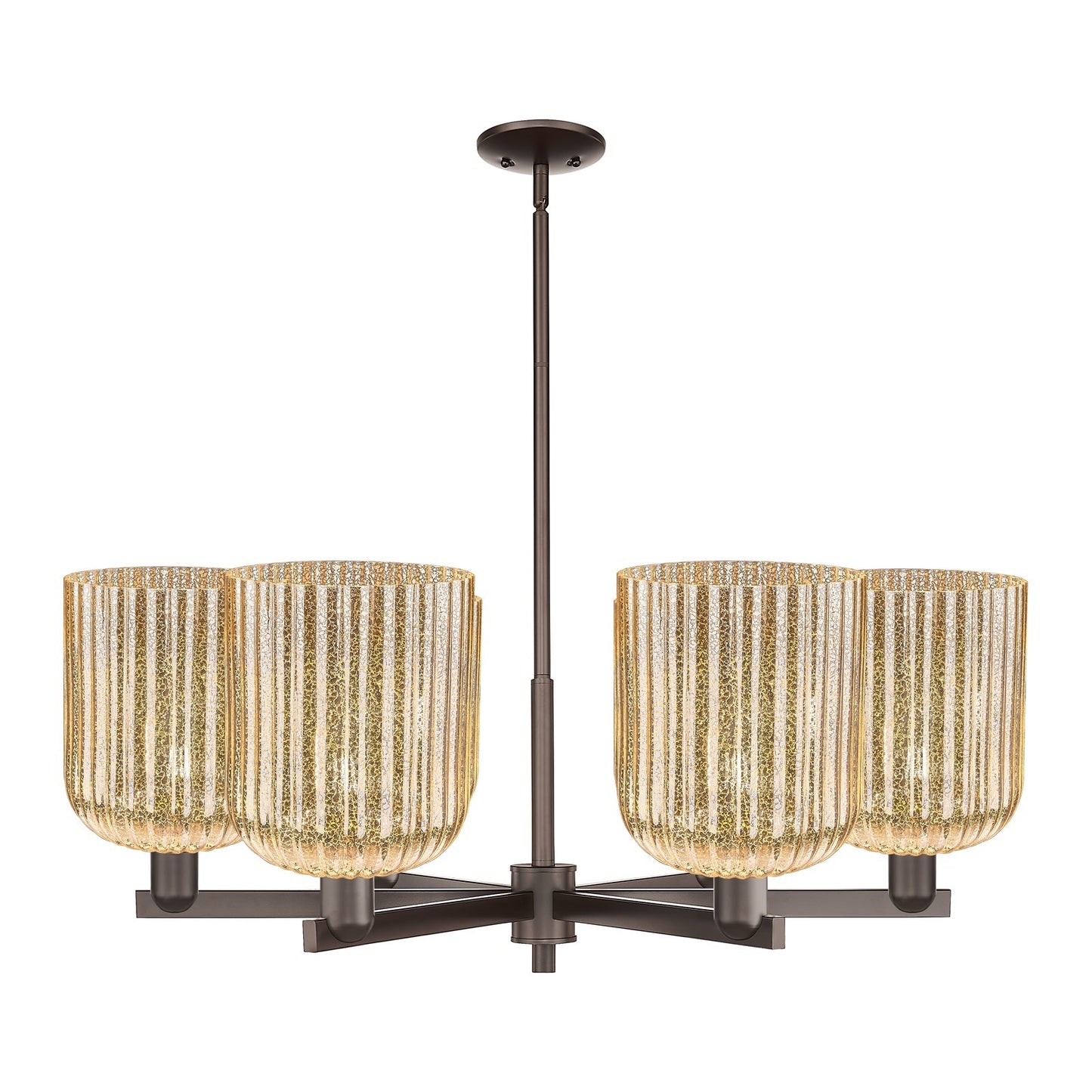 Innovations Bridal Veil 38in 6-Light Chandelier | Industrial Oil Rubbed Bronze Steel and Mercury Ribbed Glass | Dining Room & | Model 716-6CR-OB-G559-8ME