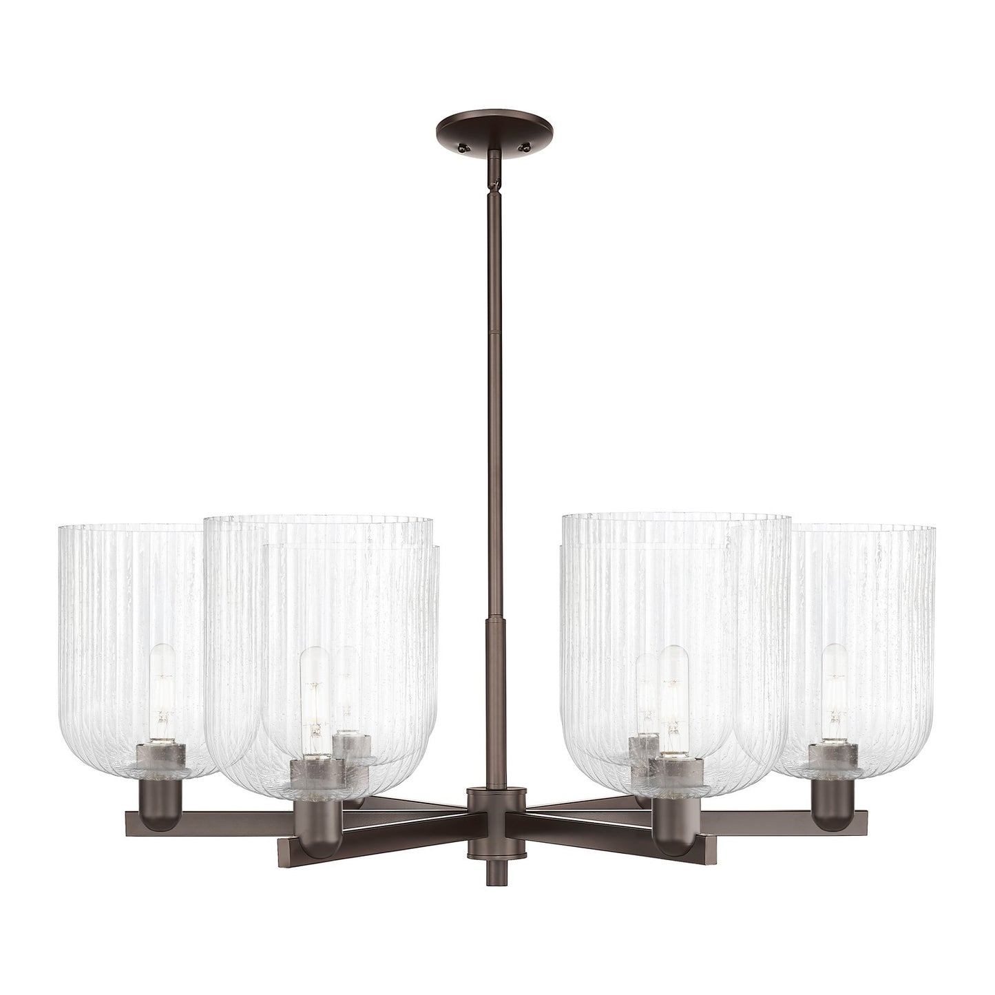 Innovations Bridal Veil 38in 6-Light Chandelier | Industrial Oil Rubbed Bronze Steel and Seedy Glass | Dining Room & Living | Model 716-6CR-OB-G559-8SDY