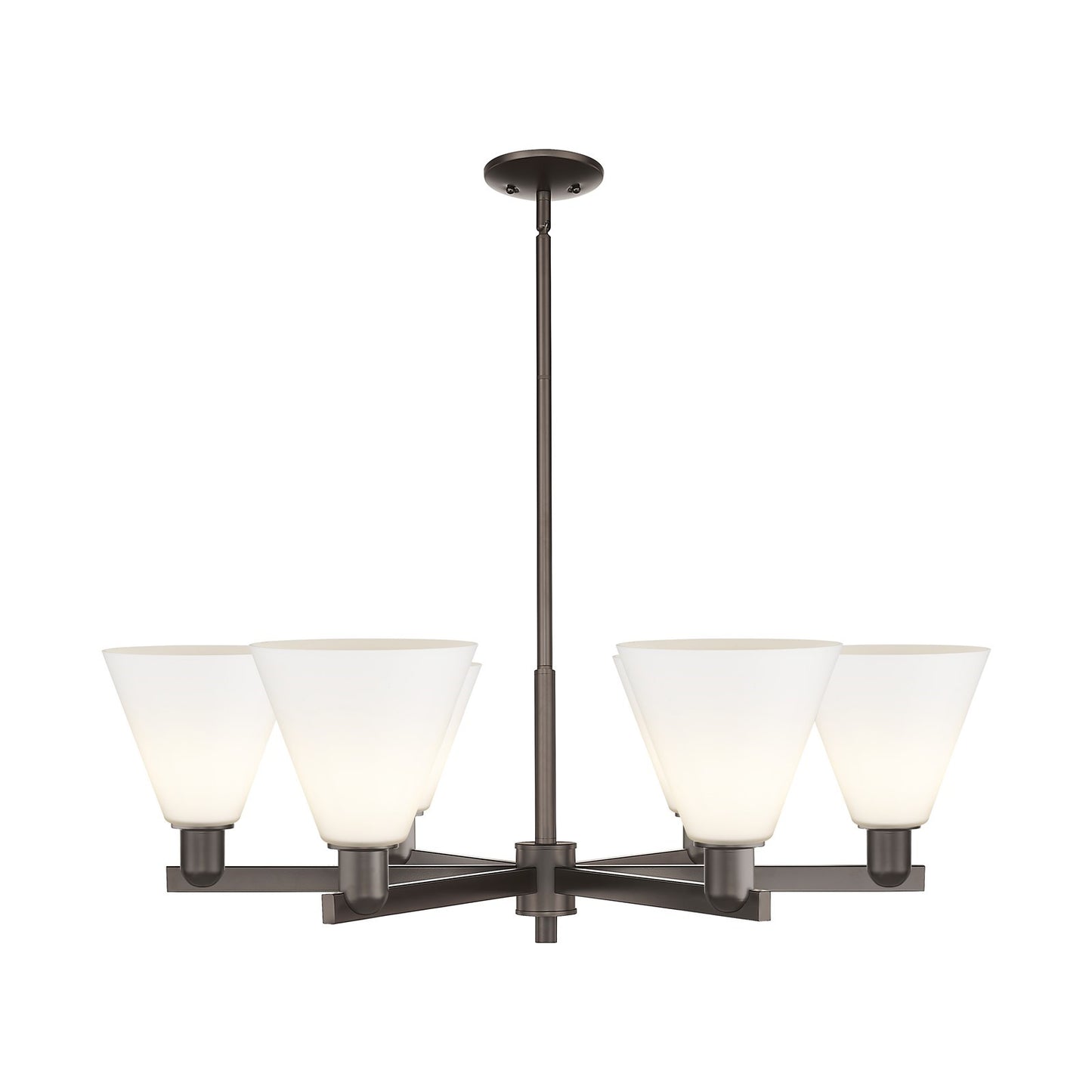 Innovations Berkshire Glass 38in 6-Light Chandelier | Industrial Oil Rubbed Bronze and Matte White Glass | Dining Room & Living | Model 716-6CR-OB-GBC-81