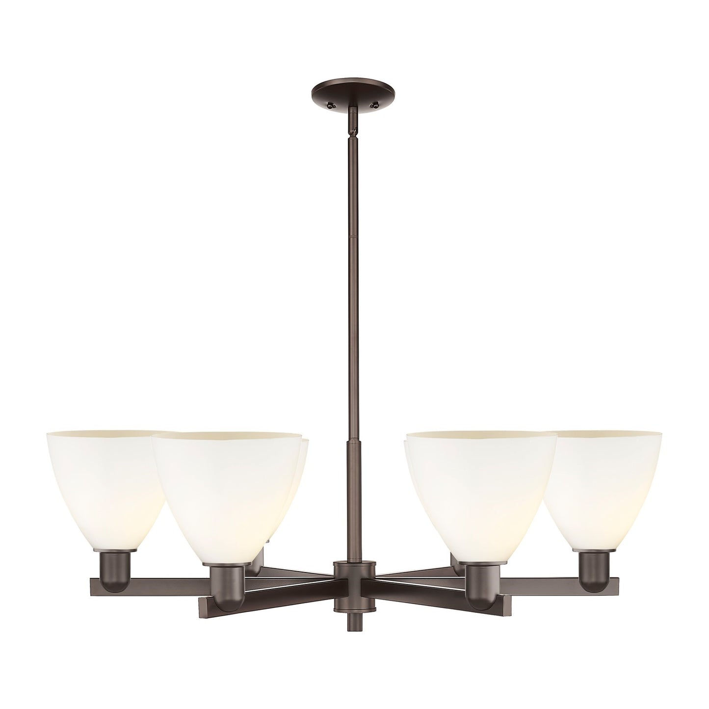 Innovations Bristol 37in 6-Light Chandelier | Industrial Oil Rubbed Bronze Steel and Matte White Glass | Dining Room & Living | Model 716-6CR-OB-GBD-751