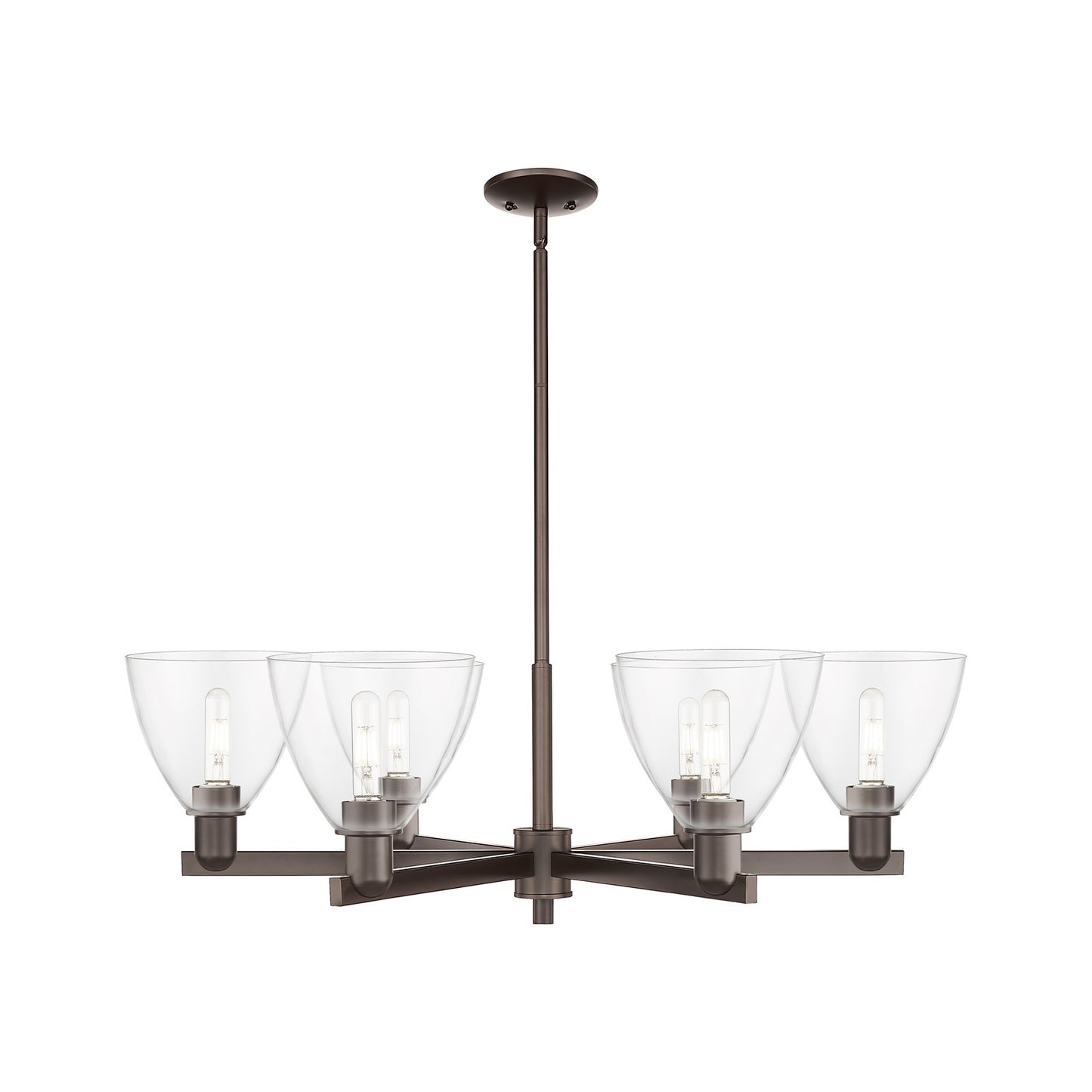 Innovations Bristol 37in 6-Light Chandelier | Industrial Oil Rubbed Bronze Steel and Clear Glass | Dining Room & Living Room | Model 716-6CR-OB-GBD-752