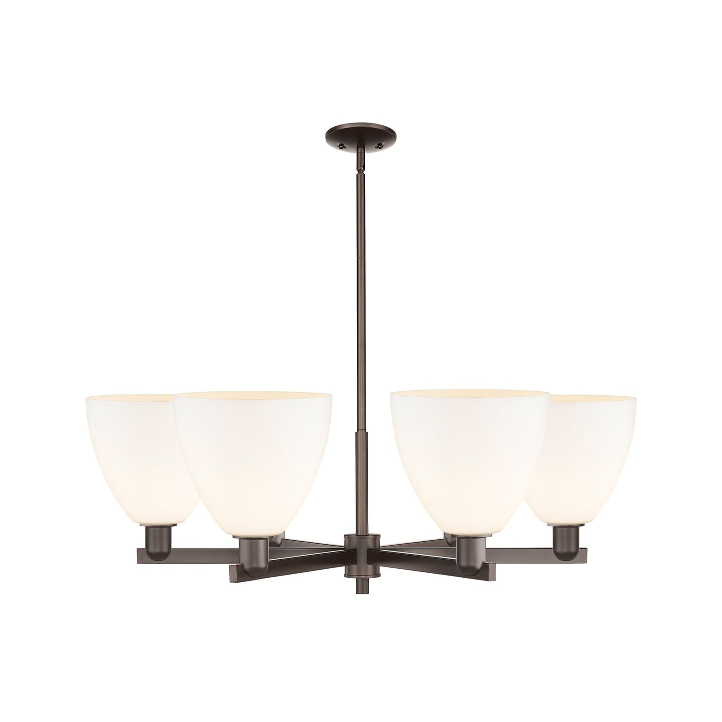 Innovations Bristol 39in 6-Light Chandelier | Industrial Oil Rubbed Bronze Steel and Matte White Glass | Dining Room & Living | Model 716-6CR-OB-GBD-91