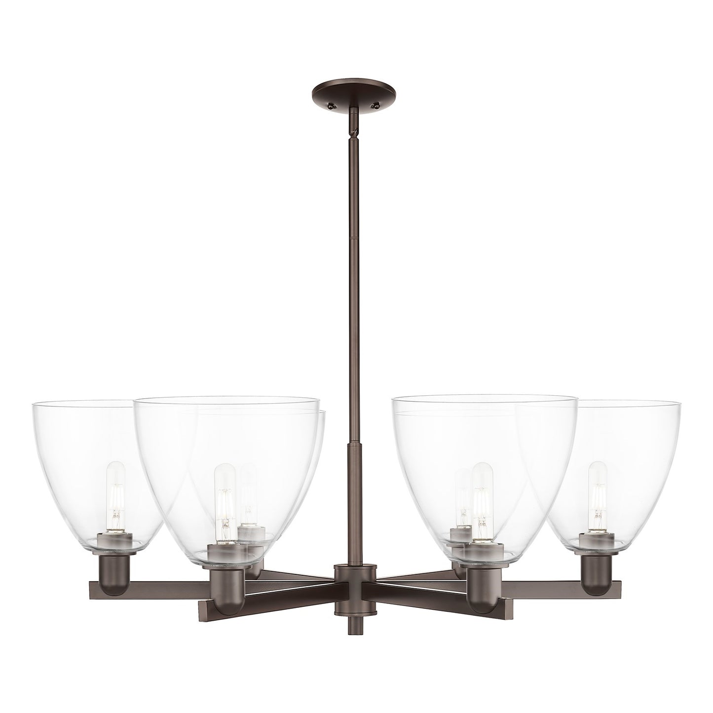 Innovations Bristol 39in 6-Light Chandelier | Industrial Oil Rubbed Bronze Steel and Clear Glass | Dining Room & Living Room | Model 716-6CR-OB-GBD-92