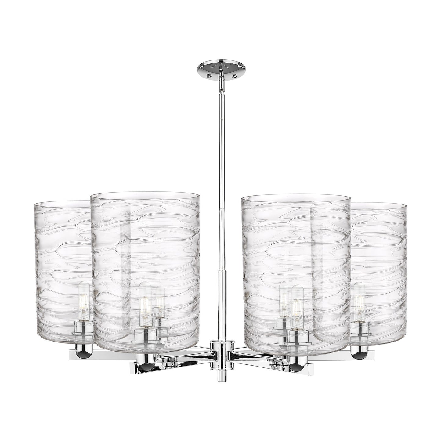 Innovations Cobbleskill 39in 6-Light Chandelier | Industrial Polished Chrome and Deco Swirl Glass | Dining Room & Living Room | Model 716-6CR-PC-G1113-L