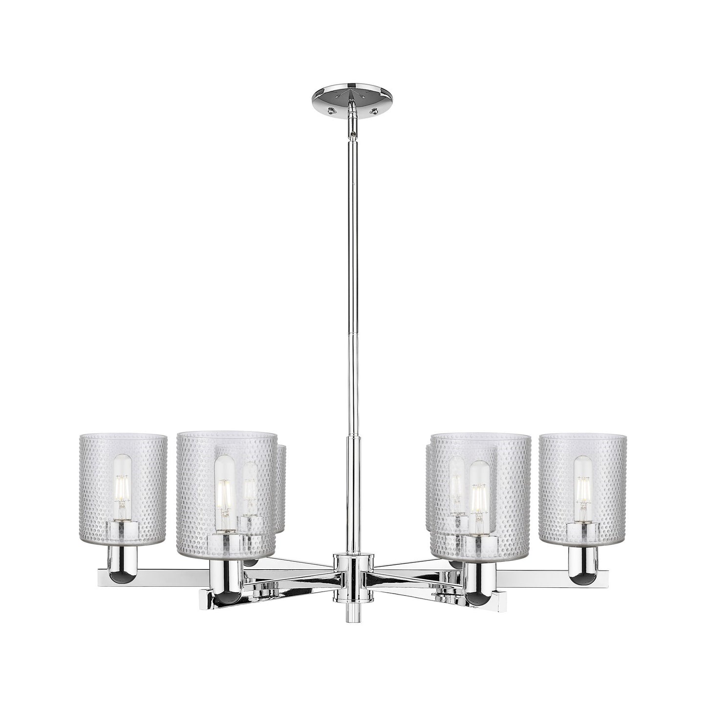 Innovations Cobbleskill 35in 6-Light Chandelier | Industrial Polished Chrome Steel and Clear Glass | Kitchen Island & Dining Room | Model 716-6CR-PC-G112
