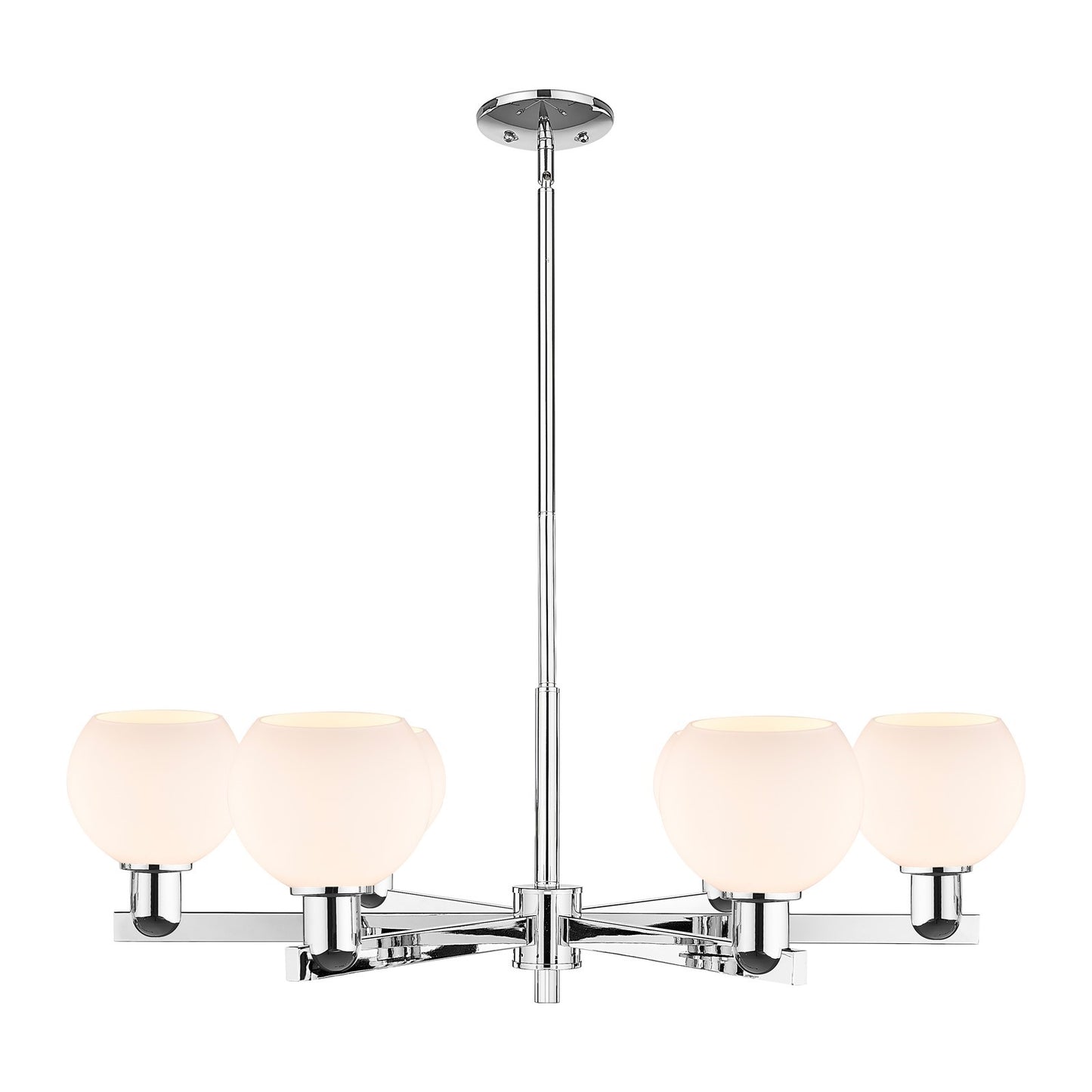 Innovations Athens 36in 6-Light Chandelier | Industrial Polished Chrome and Matte White Glass | Kitchen Island & Dining Room | Model 716-6CR-PC-G121-6