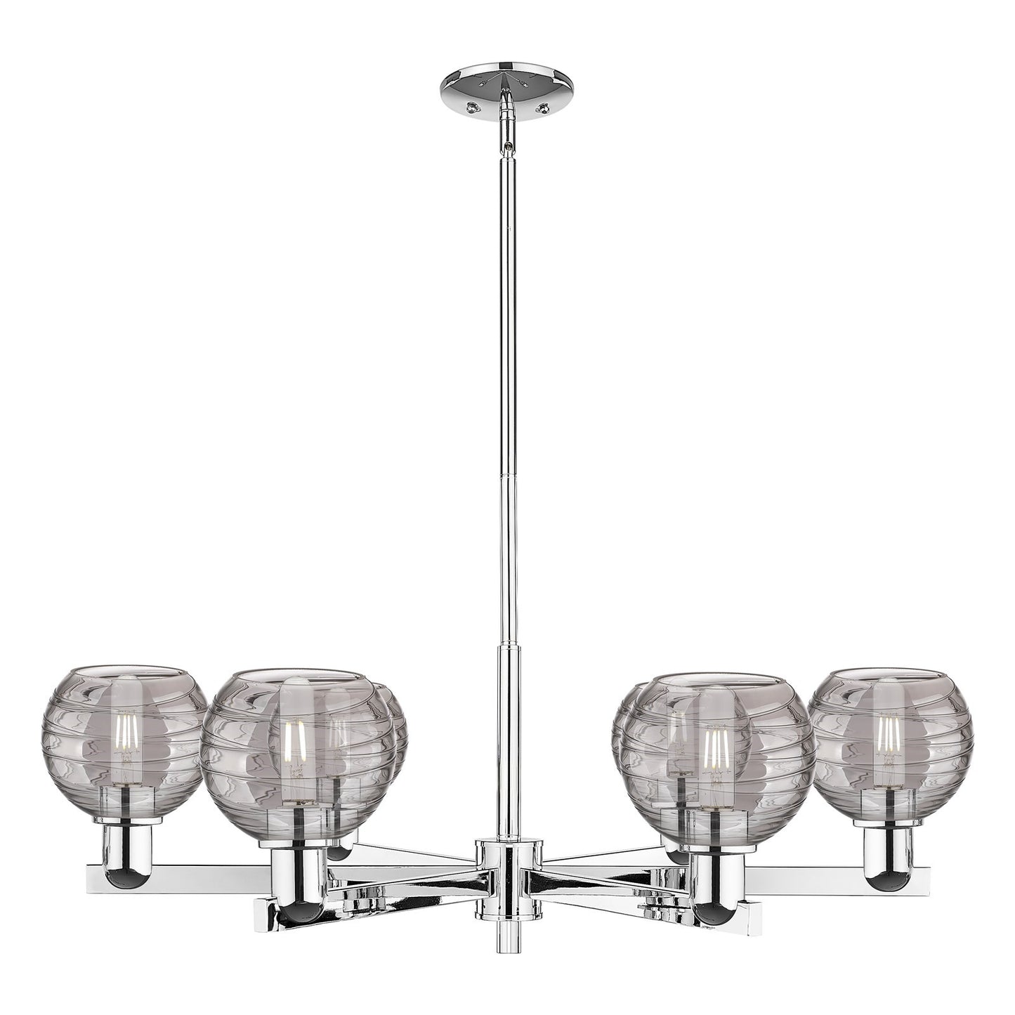 Innovations Athens Deco Swirl 24in 6-Light Chandelier | Industrial Polished Chrome and Light Smoke Glass | Kitchen Island & | Model 716-6CR-PC-G1213-6SM