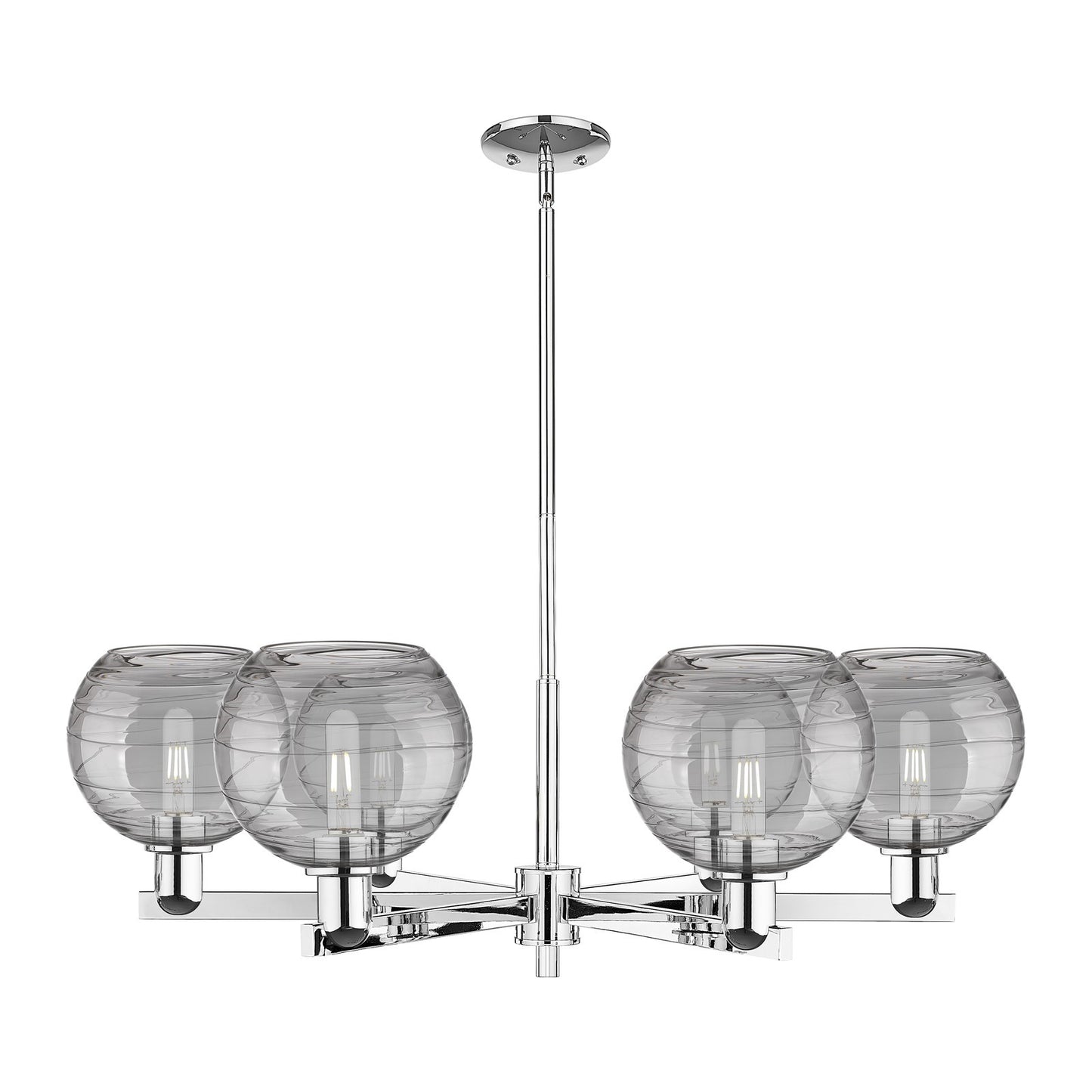 Innovations Athens Deco Swirl 38in 6-Light Chandelier | Industrial Polished Chrome and Light Smoke Glass | Dining Room & | Model 716-6CR-PC-G1213-8SM