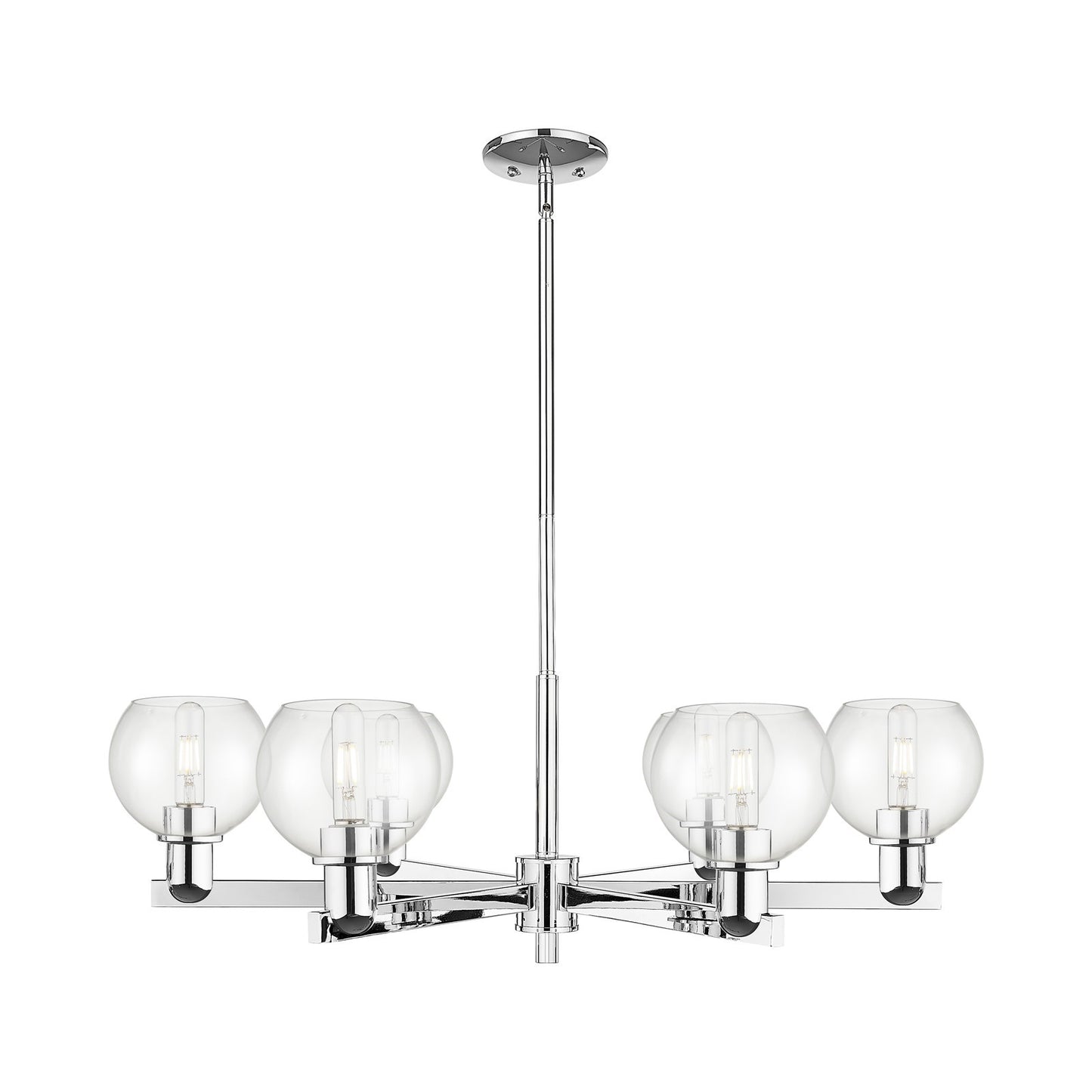 Innovations Athens 36in 6-Light Chandelier | Industrial Polished Chrome Steel and Clear Glass | Dining Room & Living Room | Model 716-6CR-PC-G122-6