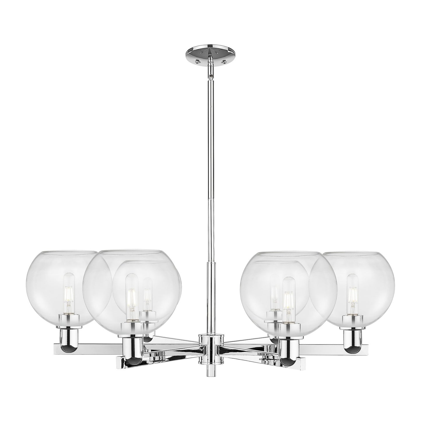 Innovations Athens 38in 6-Light Chandelier | Industrial Polished Chrome and Clear Glass | Dining Room & Living Room | Model 716-6CR-PC-G122-8