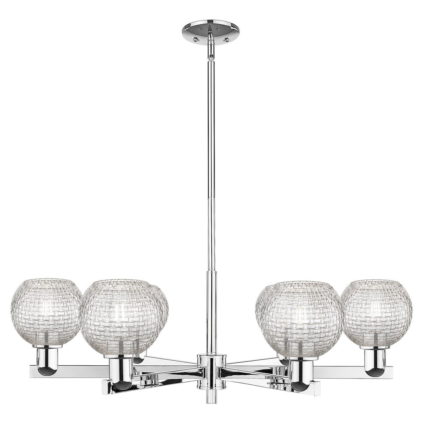 Innovations Athens 36in 6-Light Chandelier | Industrial Polished Chrome Steel and Clear Basket Weave Glass | Dining Room & | Model 716-6CR-PC-G122C-6CL