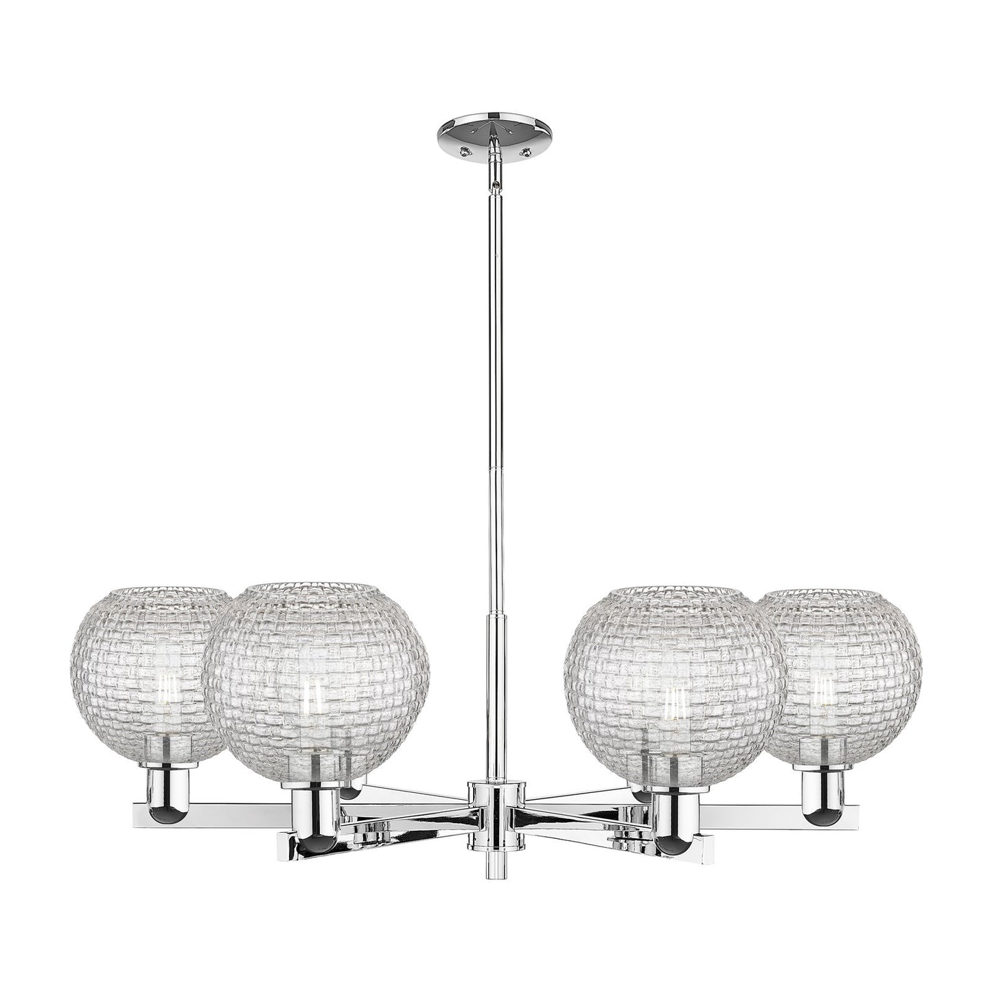 Innovations Athens 38in 6-Light Chandelier | Industrial Polished Chrome and Clear Basket Weave Glass | Dining Room & Living | Model 716-6CR-PC-G122C-8CL
