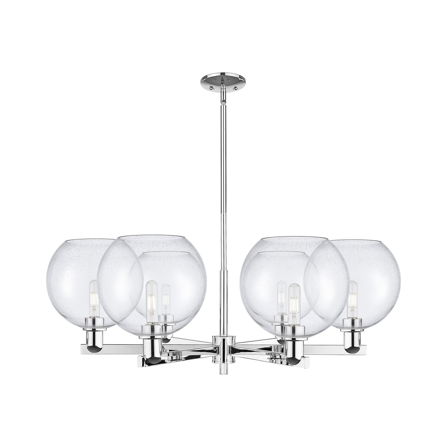 Innovations Athens 40in 6-Light Chandelier | Industrial Polished Chrome Steel and Seedy Glass | Dining Room & Living Room | Model 716-6CR-PC-G124-10
