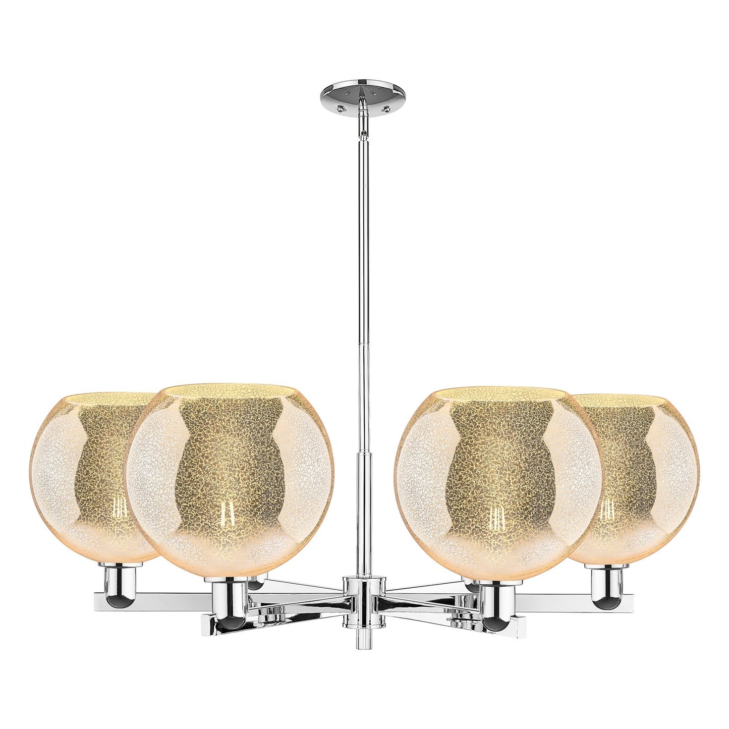 Innovations Athens 40in 6-Light Chandelier | Industrial Polished Chrome Steel and Mercury Glass | Dining Room & Living Room | Model 716-6CR-PC-G128-10