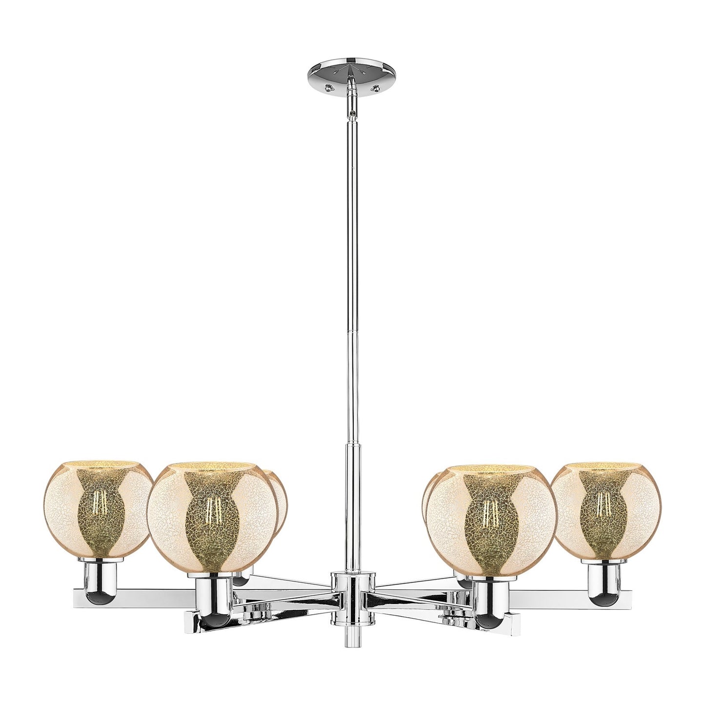 Innovations Athens 36in 6-Light Chandelier | Industrial Polished Chrome Steel and Mercury Glass | Kitchen Island & Dining Room | Model 716-6CR-PC-G128-6