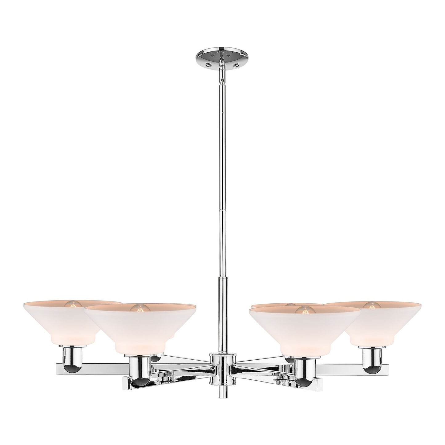 Innovations Orwell 38in 6-Light Chandelier | Industrial Polished Chrome and Matte White Glass | Dining Room & Living Room | Model 716-6CR-PC-G131