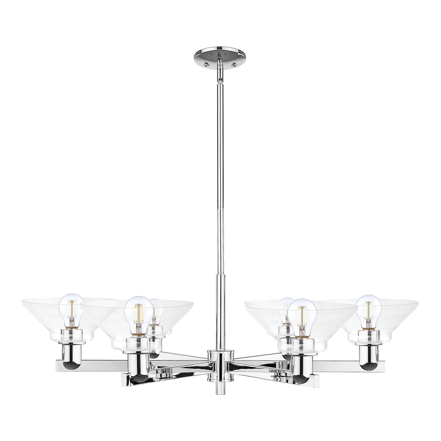 Innovations Orwell 38in 6-Light Chandelier | Industrial Polished Chrome and Clear Glass | Dining Room & Living Room | Model 716-6CR-PC-G132