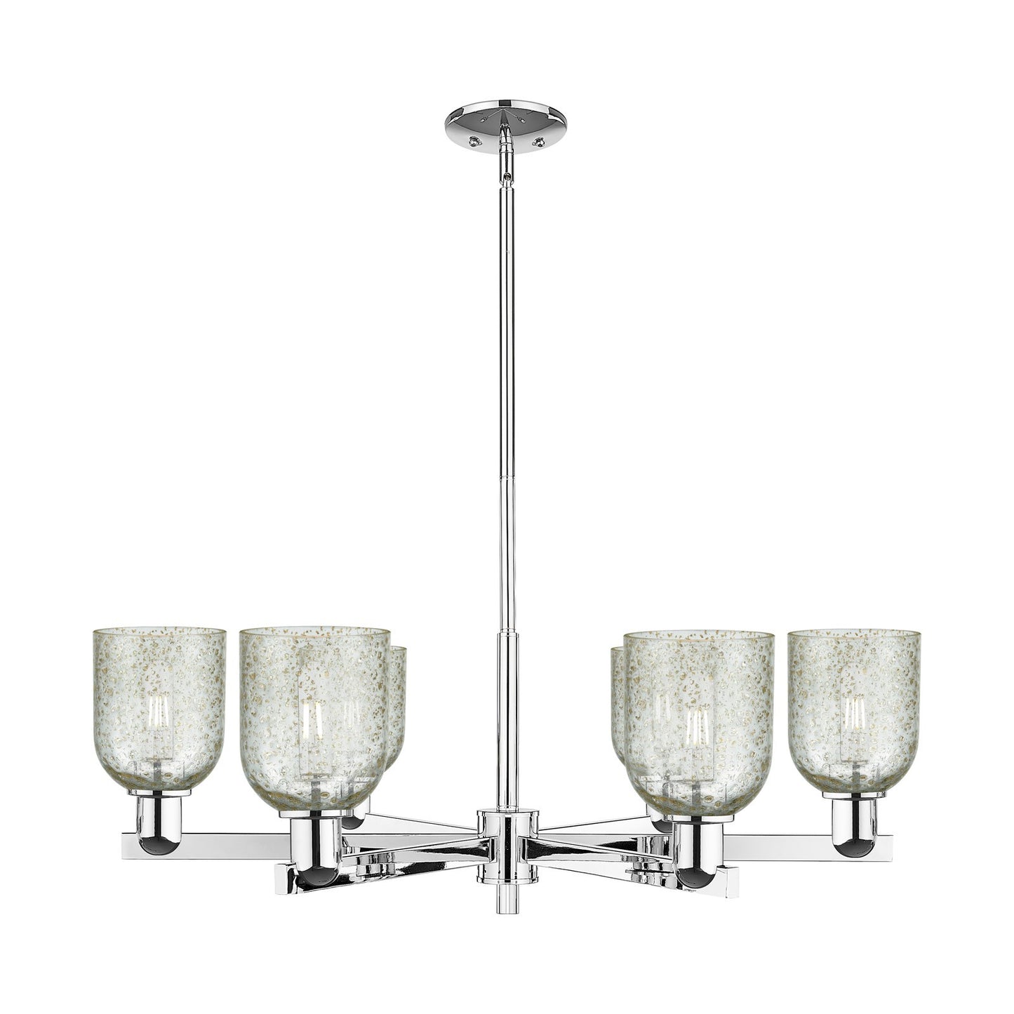 Innovations Caledonia 35in 6-Light Chandelier | Industrial Polished Chrome and Mica Glass | Kitchen Island & Dining Room | Model 716-6CR-PC-G259