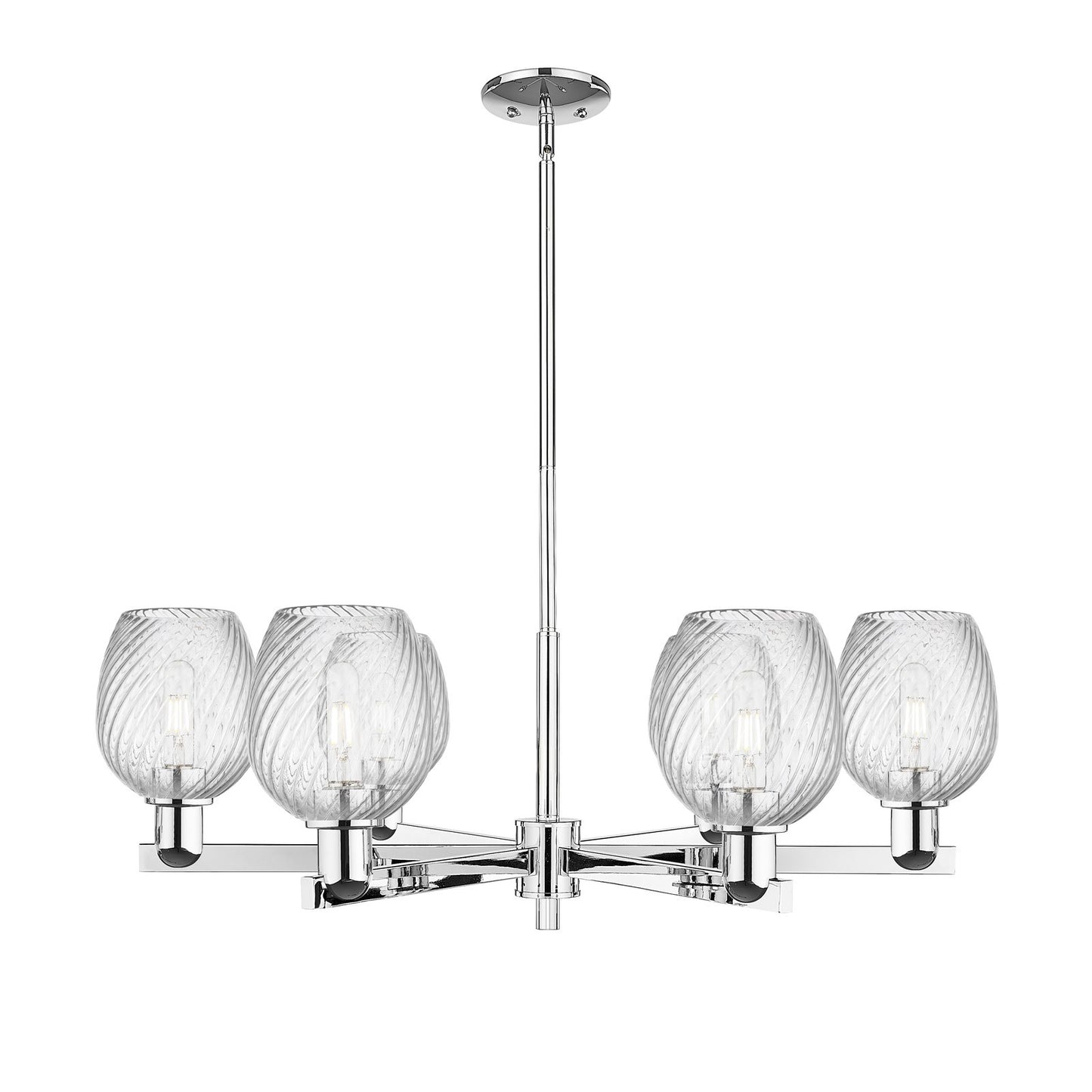 Innovations Salina 35.5in 6-Light Chandelier | Industrial Polished Chrome and Clear Spiral Fluted Glass | Kitchen Island & Dining | Model 716-6CR-PC-G292
