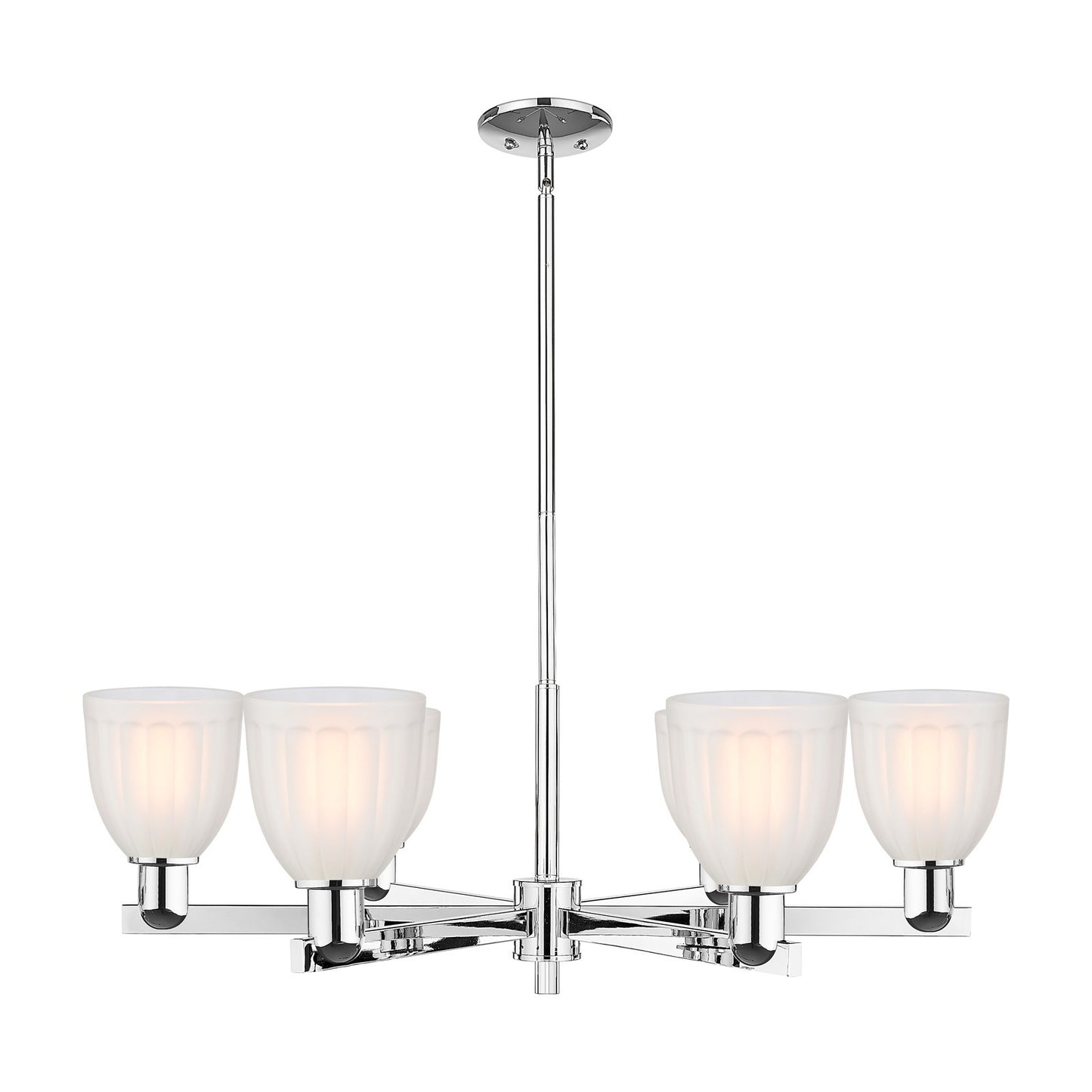 Innovations Brookfield 36in 6-Light Chandelier | Industrial Polished Chrome and White Frosted Ribbed Glass | Dining Room & Living | Model 716-6CR-PC-G441