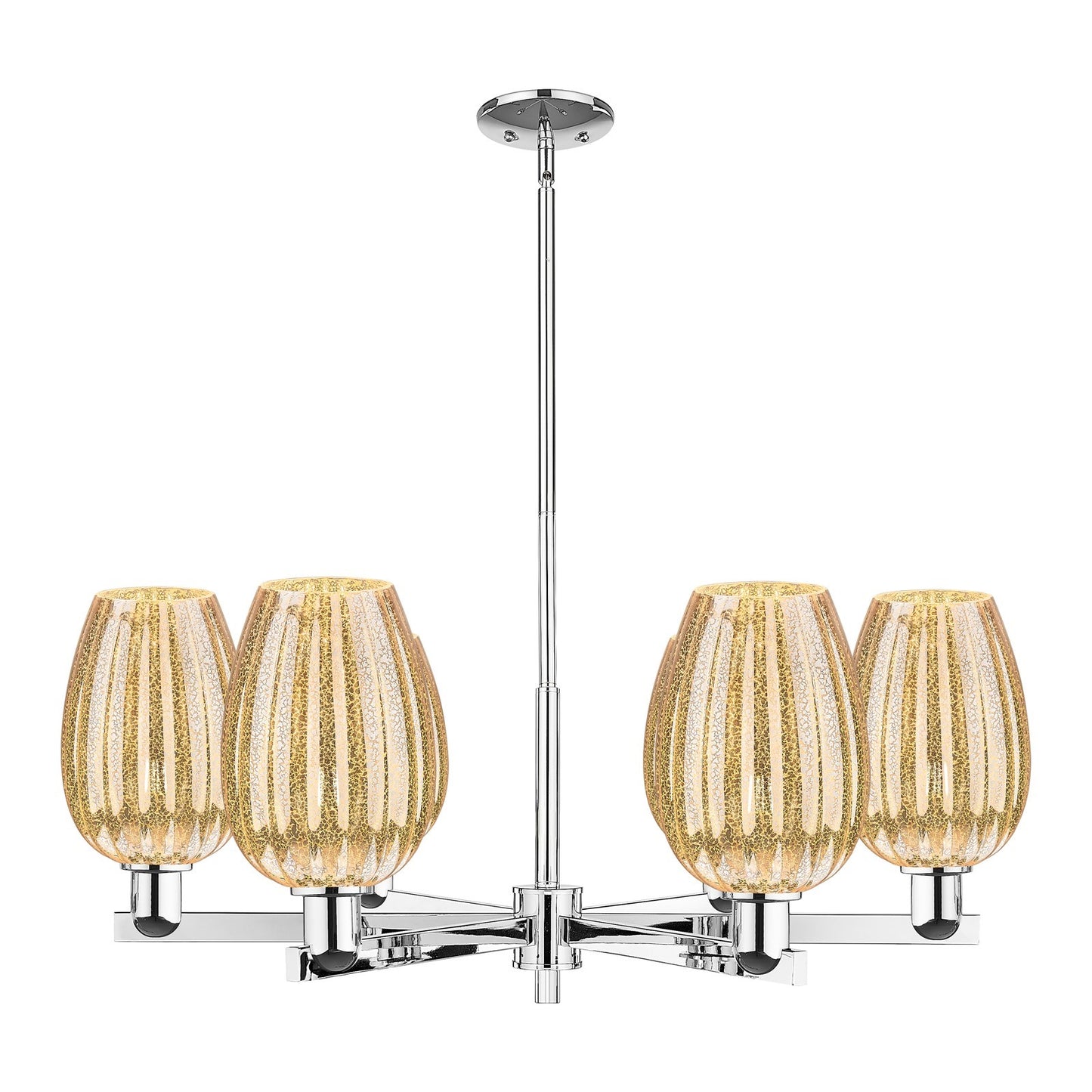 Innovations Preston Flute 36in 6-Light Chandelier | Industrial Modern Polished Chrome and Mercury Glass | Dining Room & Foyer | Model 716-6CR-PC-G457-6ME