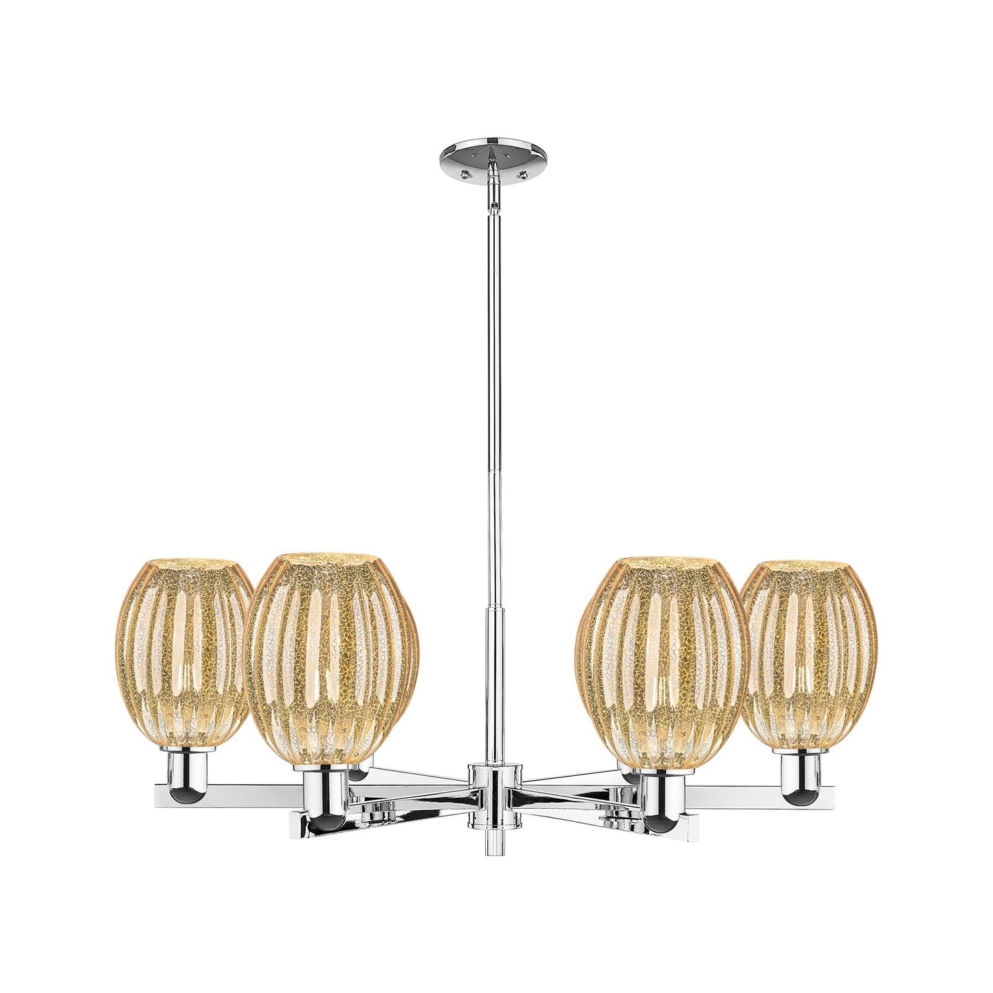 Innovations Preston Bulb 36in 6-Light Chandelier | Industrial Polished Chrome and Mercury Glass | Dining Room & Living Room | Model 716-6CR-PC-G459-6ME