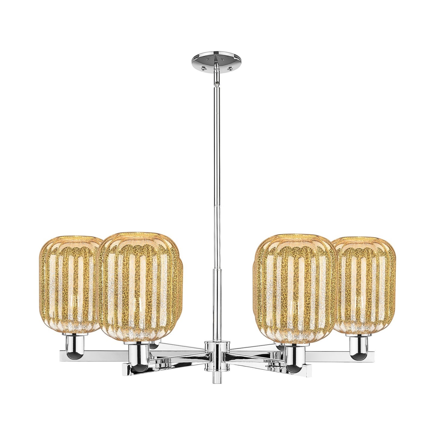Innovations Preston Cylinder 36.5in 6-Light Chandelier | Industrial Polished Chrome Steel and Mercury Glass | Living Room & | Model 716-6CR-PC-G460-7ME