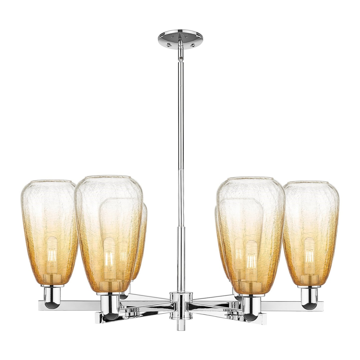 Innovations Brookhaven Almond 36in 6-Light Chandelier | Industrial Modern Polished Chrome and Amber Glass | Kitchen Island & | Model 716-6CR-PC-G480-6AM