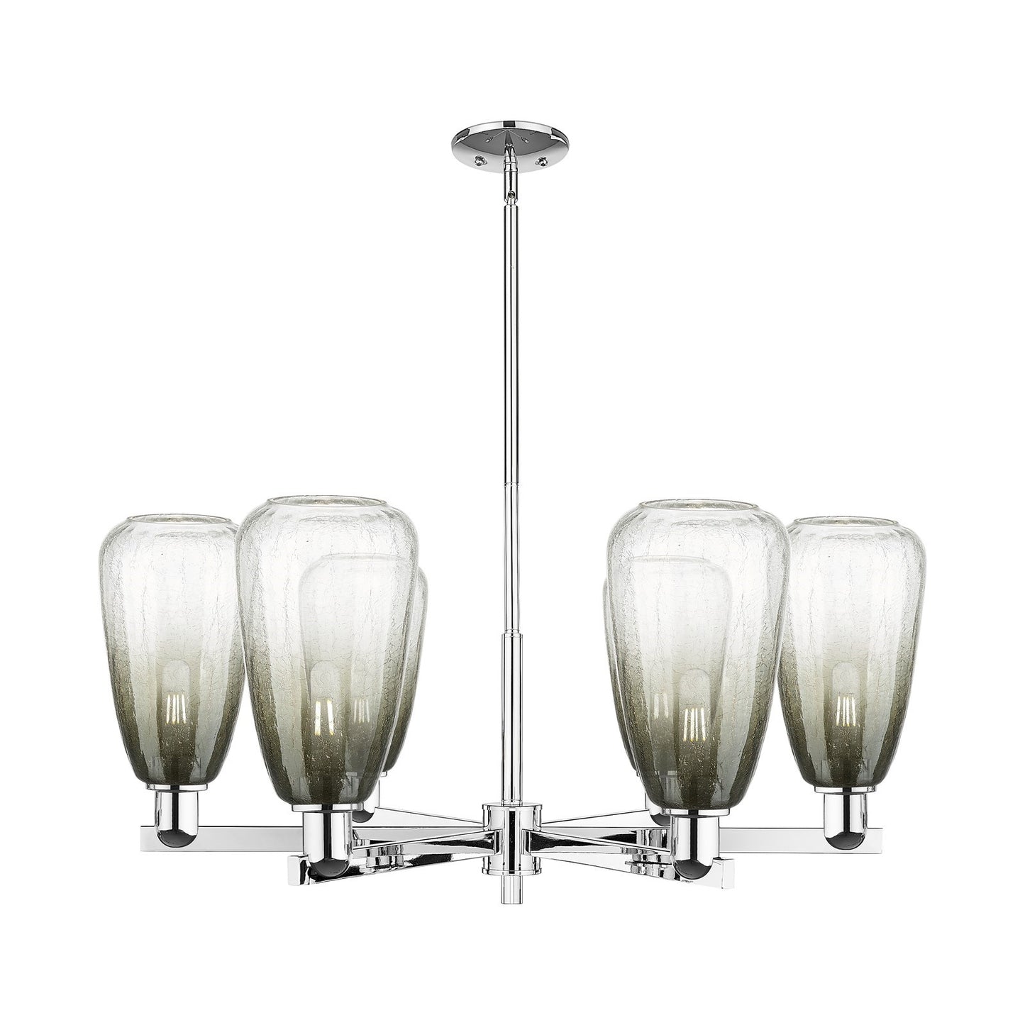 Innovations Brookhaven Almond 36in 6-Light Chandelier | Industrial Polished Chrome and Slate Glass | Dining Room & Living Room | Model 716-6CR-PC-G480-6SL