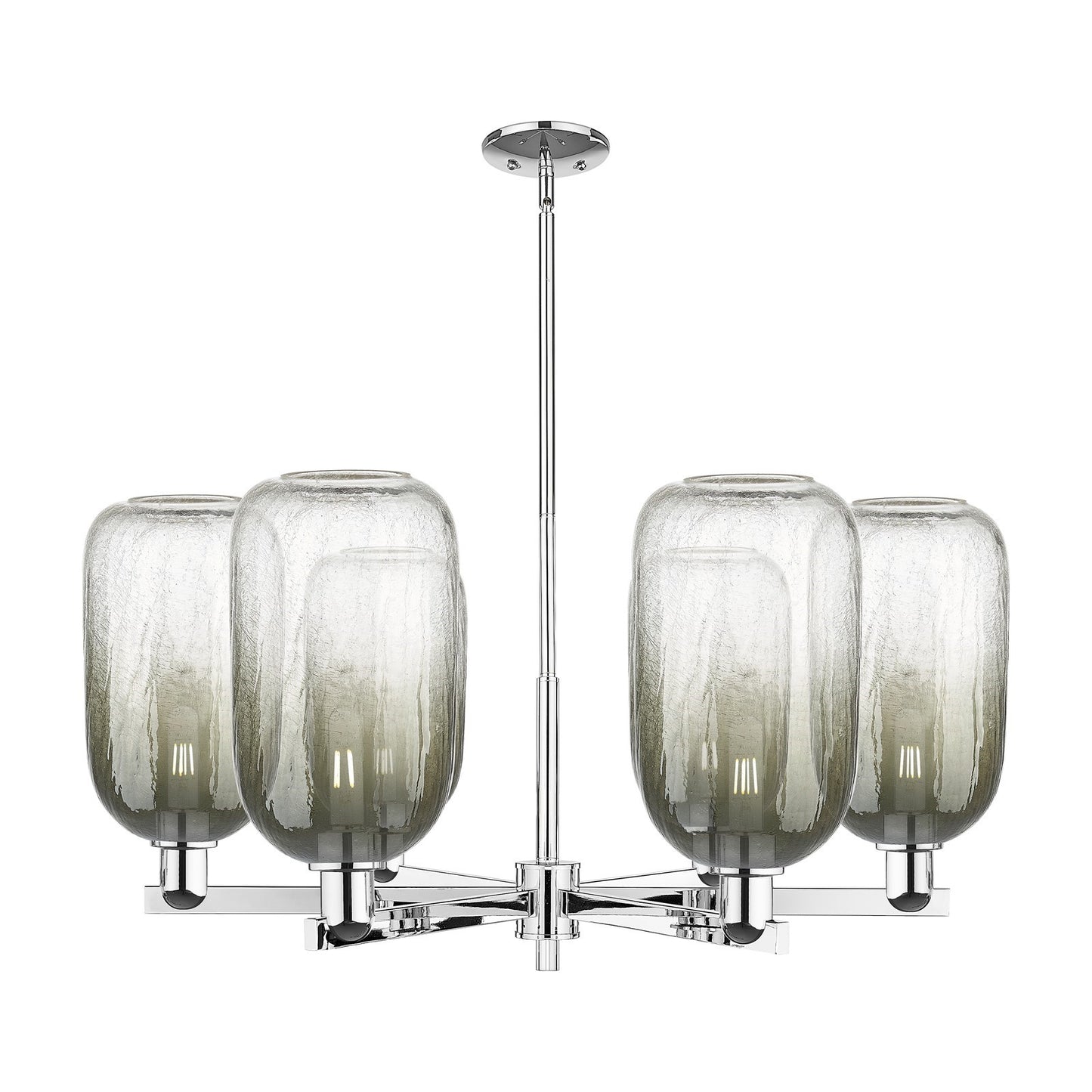 Innovations Brookhaven Cloche 37in 6-Light Chandelier | Industrial Polished Chrome and Slate Glass | Kitchen Island & Dining | Model 716-6CR-PC-G482-7SL