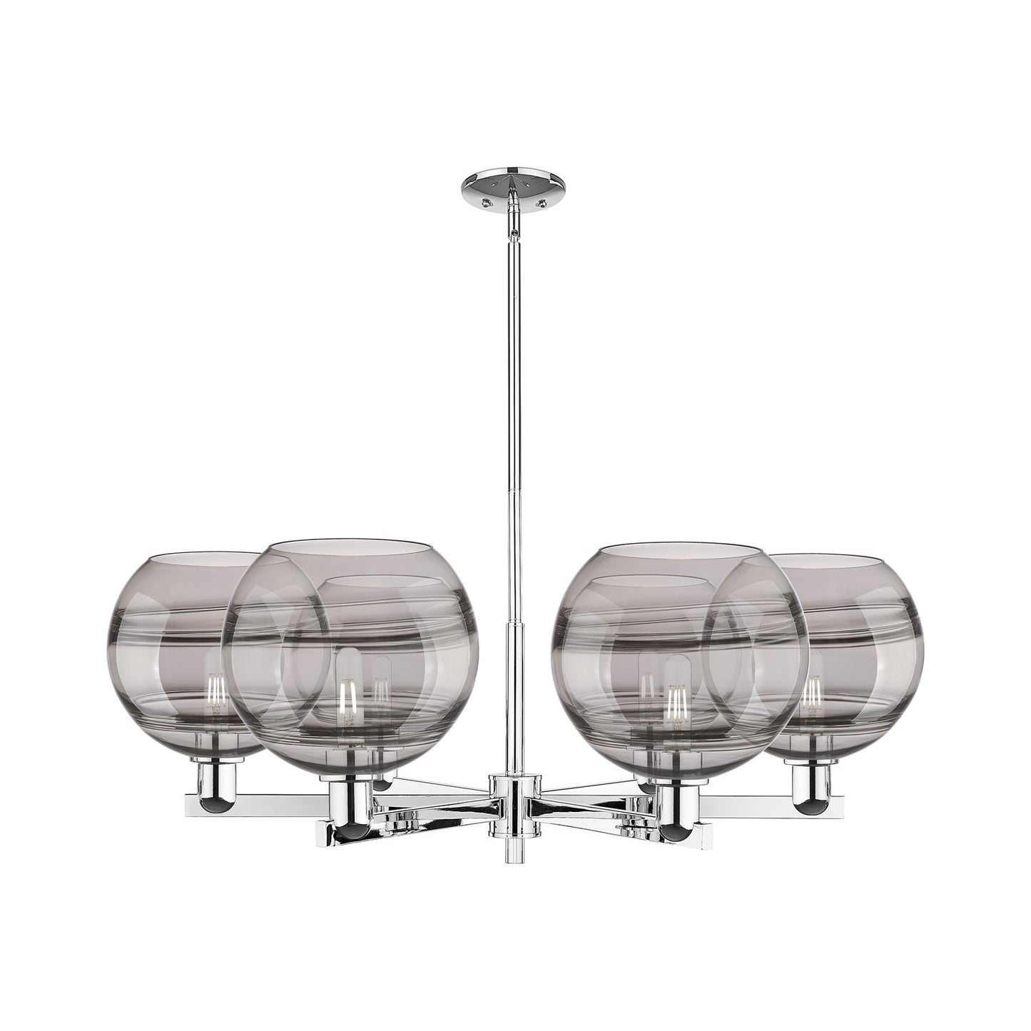 Innovations Rochester 40in 6-Light Chandelier | Industrial Polished Chrome and Light Smoke Glass | Dining Room & Living Room | Model 716-6CR-PC-G556-10SM