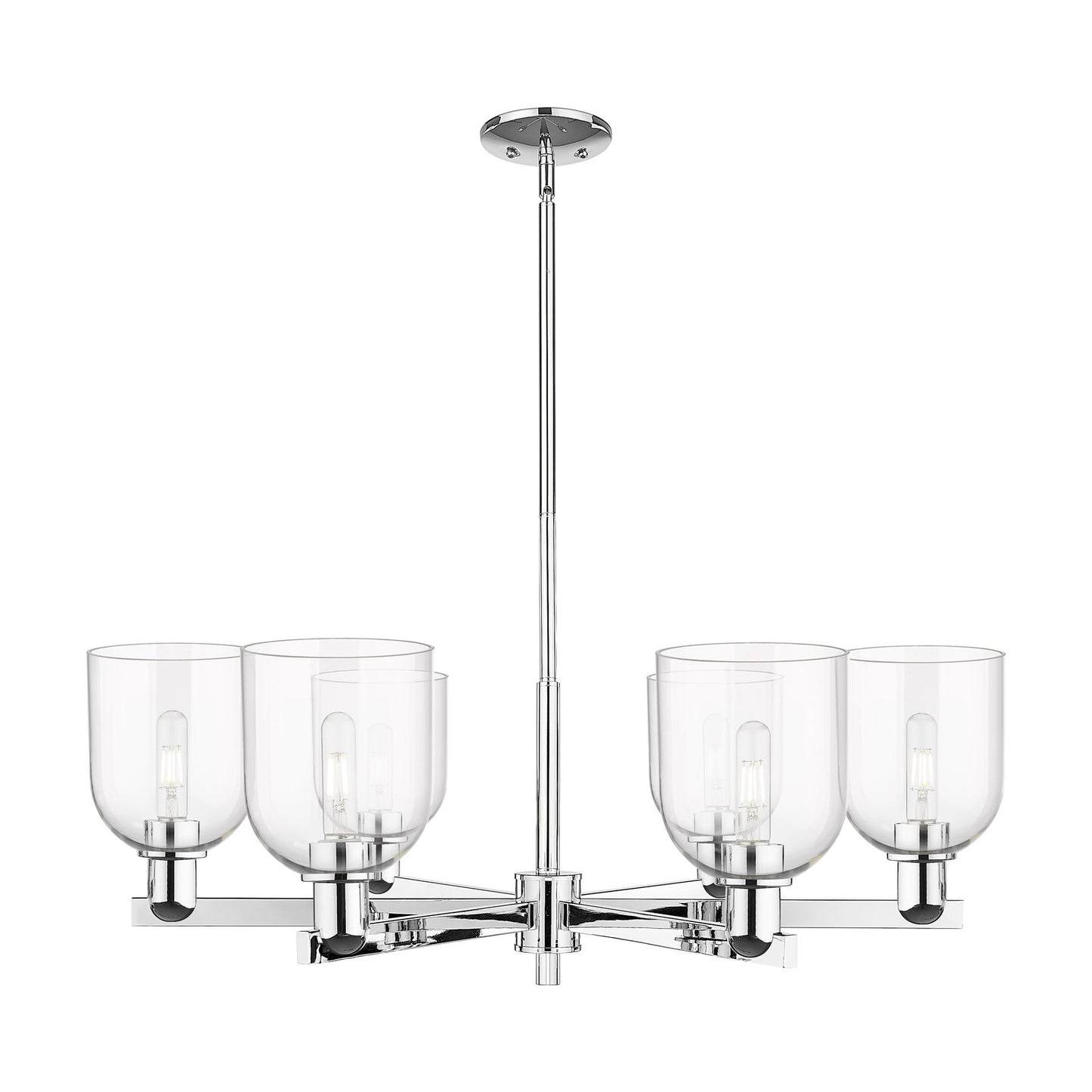 Innovations Bella 35in 6-Light Chandelier | Industrial Polished Chrome and Clear Glass | Dining Room & Living Room | Model 716-6CR-PC-G558-6CL