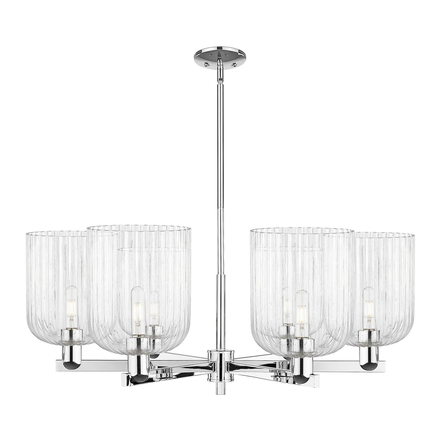 Innovations Bridal Veil 38in 6-Light Chandelier | Industrial Polished Chrome and Clear Ribbed Glass | Dining Room & Living | Model 716-6CR-PC-G559-8CL