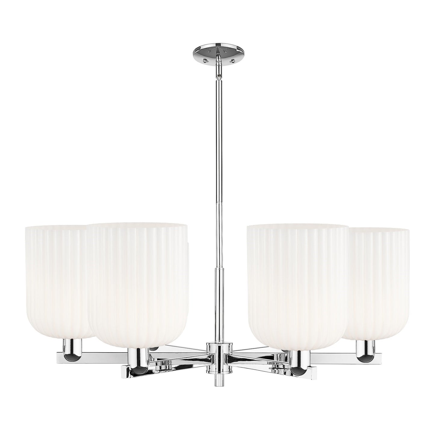 Innovations Bridal Veil 38in 6-Light Chandelier | Industrial Polished Chrome and Gloss White Ribbed Glass | Kitchen Island & | Model 716-6CR-PC-G559-8GWH