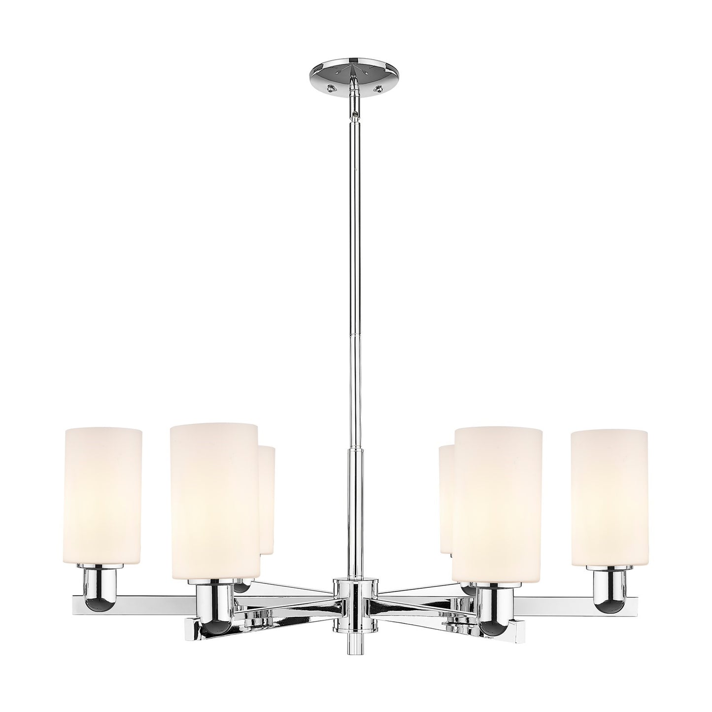 Innovations Clymer 34in 6-Light Chandelier | Industrial Polished Chrome and Matte White Glass | Dining Room & Living Room | Model 716-6CR-PC-G801