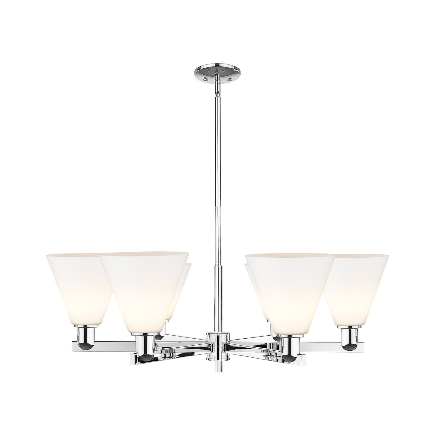 Innovations Berkshire Glass 38in 6-Light Chandelier | Industrial Polished Chrome and Matte White Glass | Kitchen Island & Dining | Model 716-6CR-PC-GBC-81
