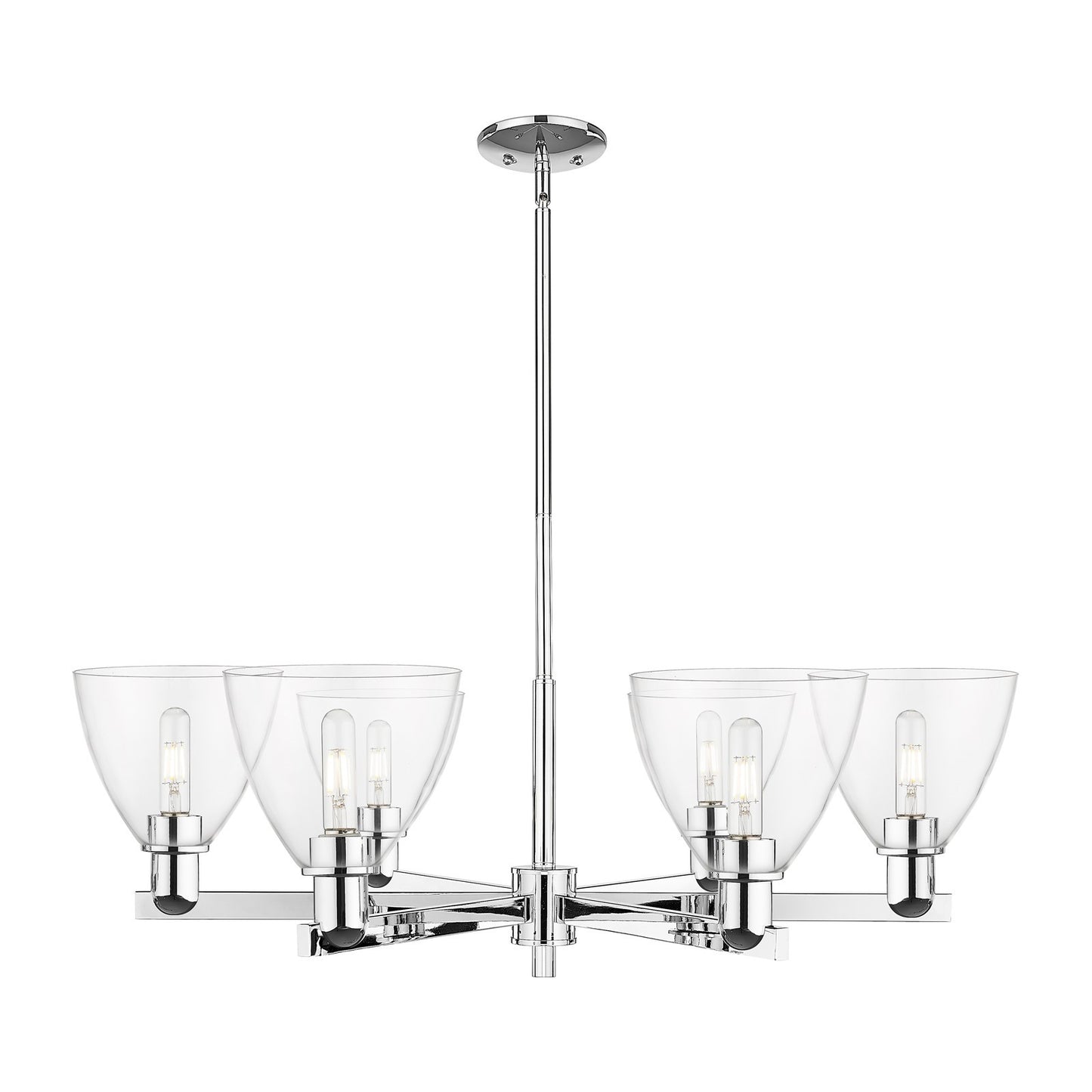 Innovations Bristol 37in 6-Light Chandelier | Industrial Polished Chrome and Clear Glass | Living Room & Dining Room | Model 716-6CR-PC-GBD-752