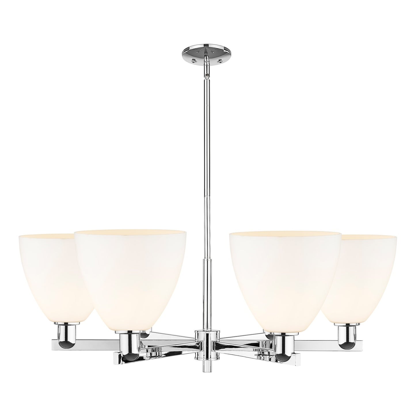 Innovations Bristol 39in 6-Light Chandelier | Industrial Polished Chrome and Matte White Glass | Kitchen Island & Dining Room | Model 716-6CR-PC-GBD-91