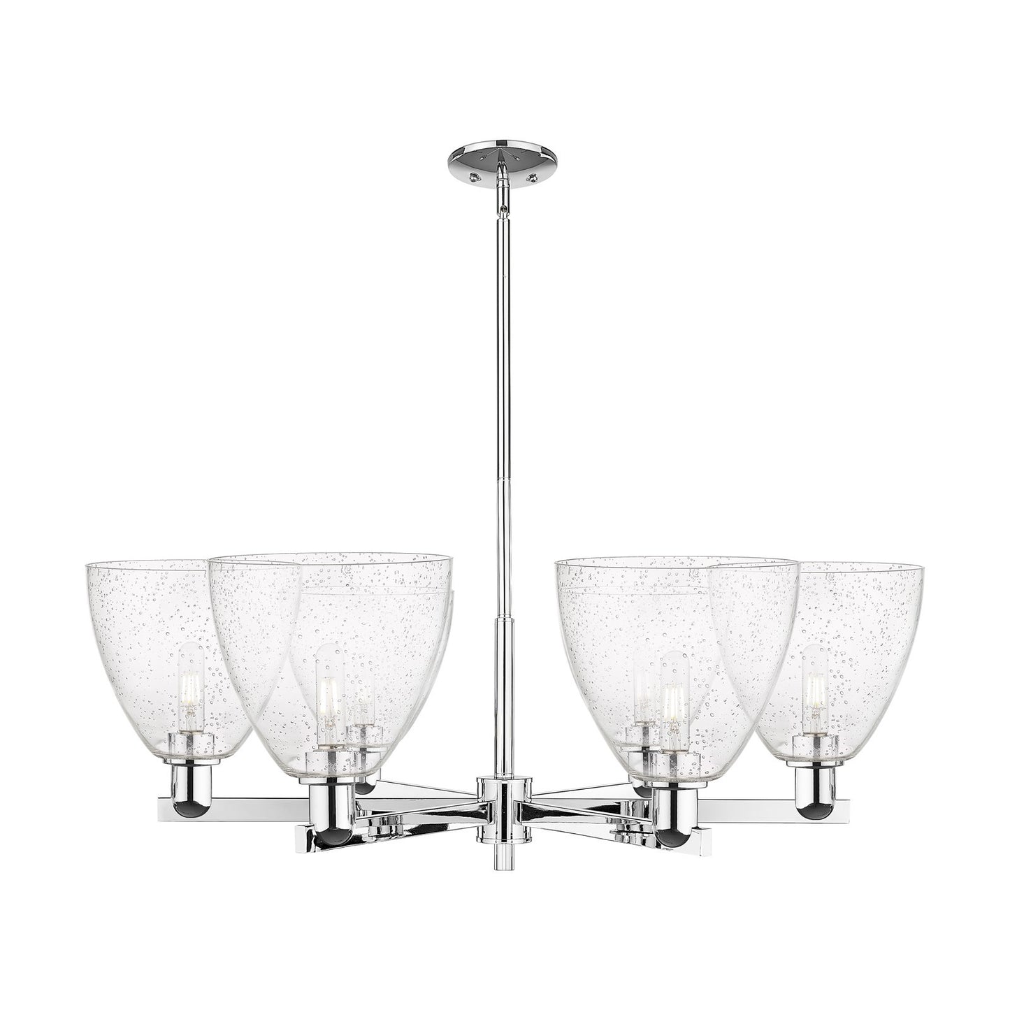 Innovations Bristol 39in 6-Light Chandelier | Industrial Polished Chrome Steel and Seedy Glass | Dining Room & Living Room | Model 716-6CR-PC-GBD-94