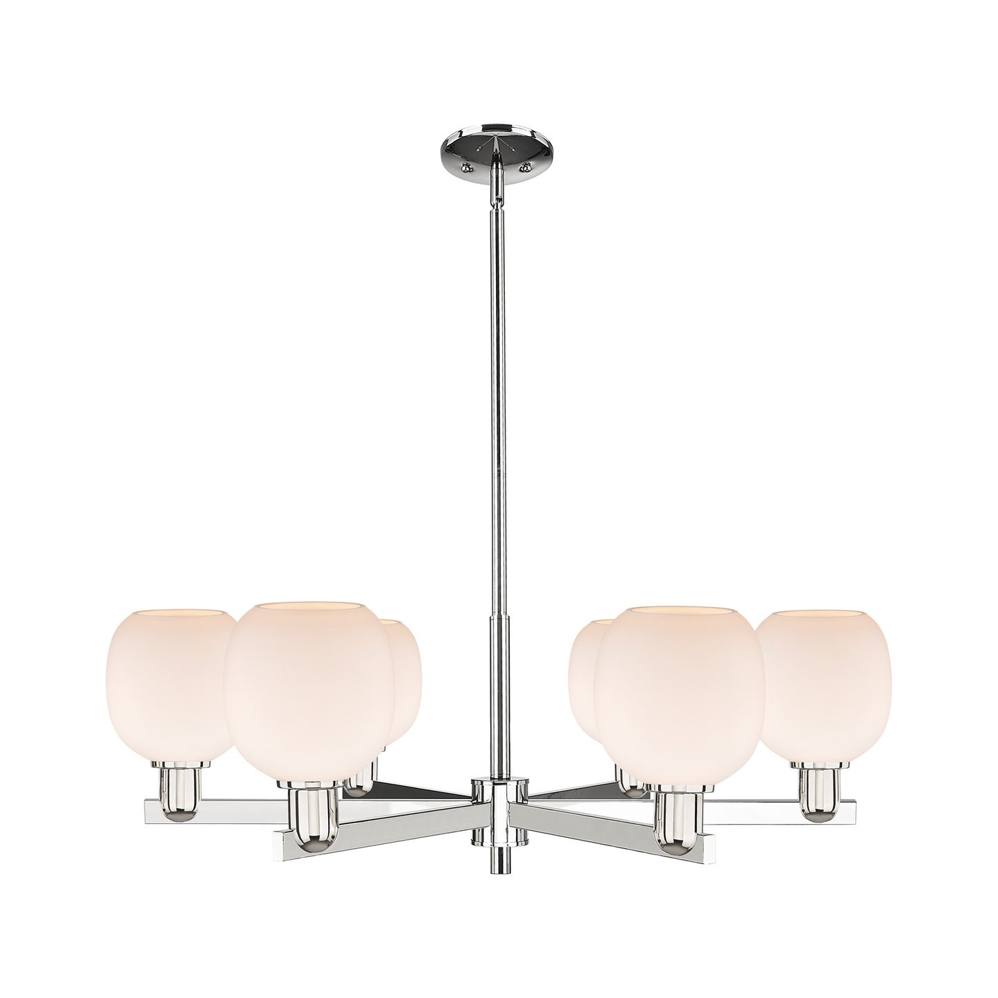 Innovations Belfast 36in 6-Light Chandelier | Industrial Polished Nickel and Matte White Glass | Dining Room & Living Room | Model 716-6CR-PN-G101