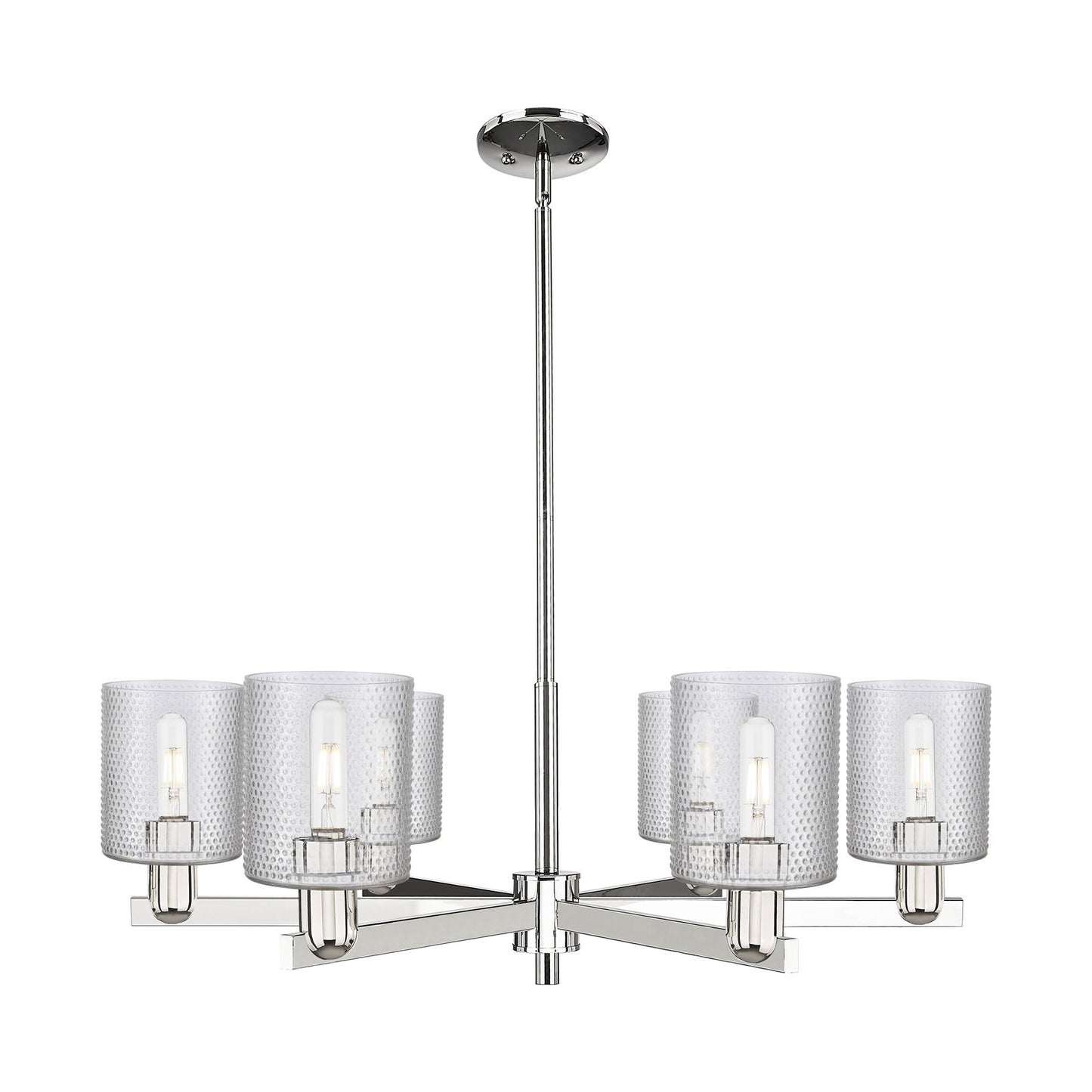 Innovations Cobbleskill 35in 6-Light Chandelier | Industrial Polished Nickel and Clear Glass | Dining Room & Living Room | Model 716-6CR-PN-G112