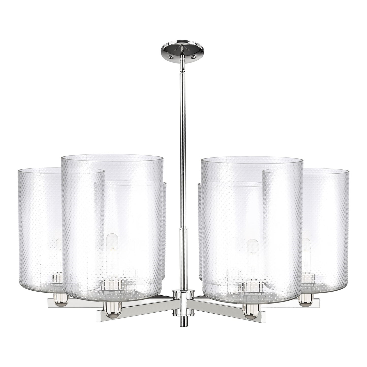 Innovations Cobbleskill 39in 6-Light Chandelier | Industrial Polished Nickel and Clear Glass | Dining Room & Living Room | Model 716-6CR-PN-G112-L