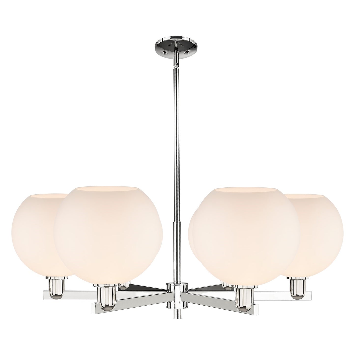 Innovations Athens 40in 6-Light Chandelier | Industrial Polished Nickel Steel and Matte White Glass | Dining Room & Living Room | Model 716-6CR-PN-G121-10