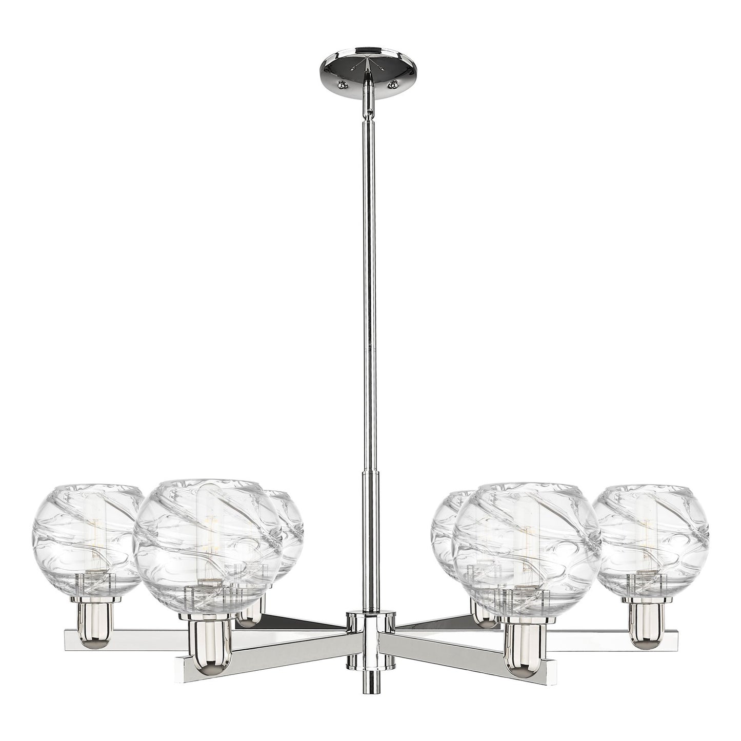 Innovations Athens Deco Swirl 24in 6-Light Chandelier | Industrial Modern Polished Nickel and Clear Glass | Dining Room & | Model 716-6CR-PN-G1213-6CL