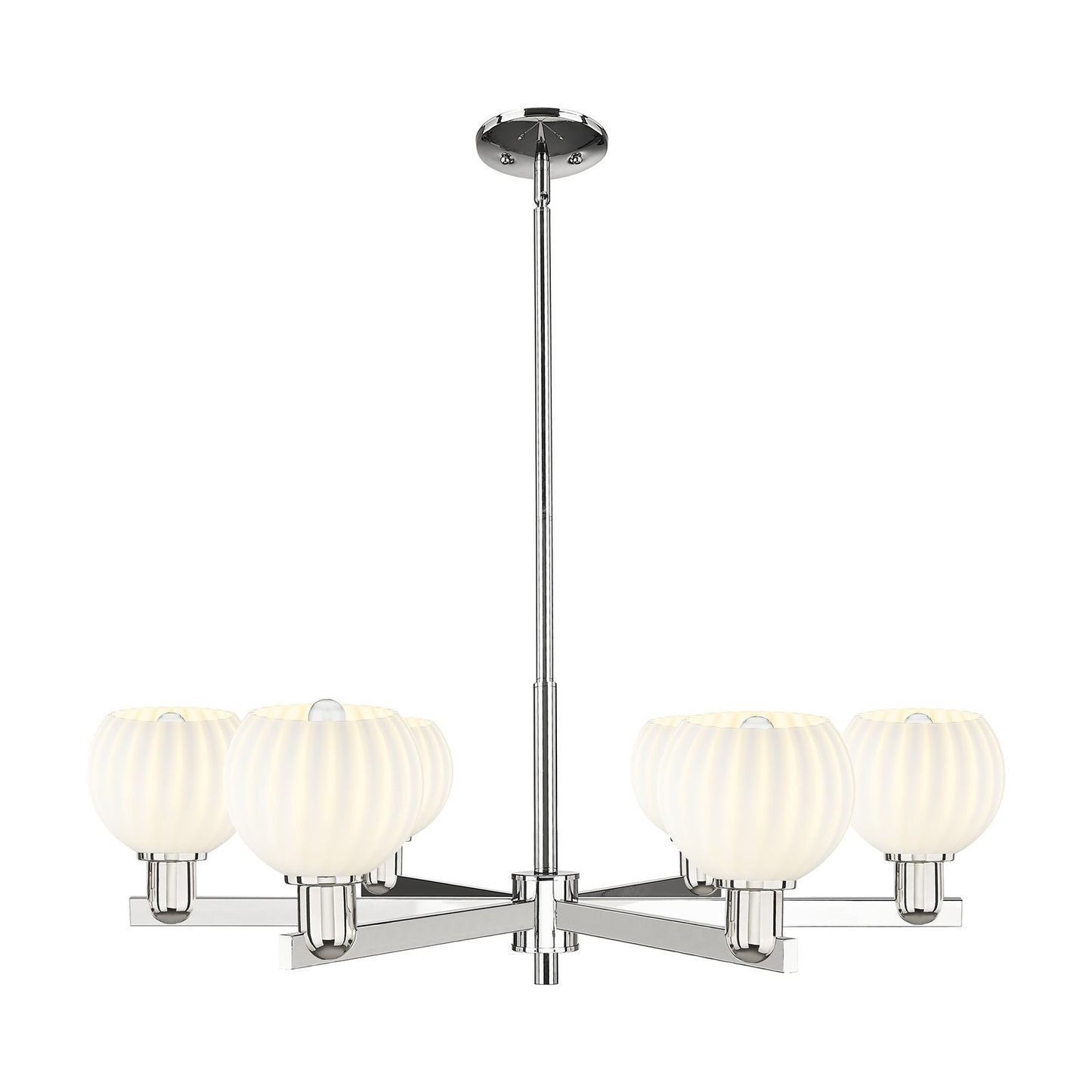 Innovations Lighting Arcadia 36in 6-Light Chandelier | Industrial Polished Nickel and White Venetian Glass | Dining Room & | Model 716-6CR-PN-G1217-6WV