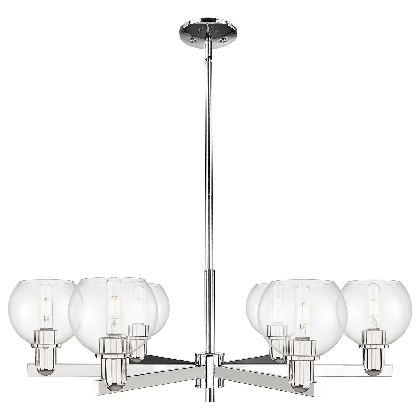 Innovations Athens 36in 6-Light Chandelier | Industrial Polished Nickel and Clear Glass | Kitchen Island & Dining Room | Model 716-6CR-PN-G122-6