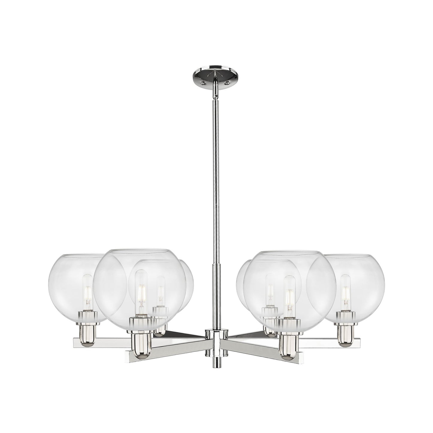 Innovations Athens 38in 6-Light Chandelier | Industrial Polished Nickel and Clear Glass | Dining Room & Living Room | Model 716-6CR-PN-G122-8