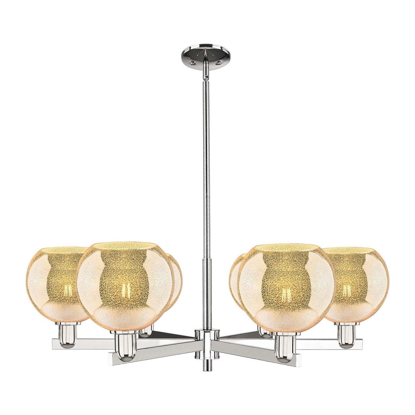 Innovations Athens 38in 6-Light Chandelier | Industrial Polished Nickel and Mercury Glass | Dining Room & Living Room | Model 716-6CR-PN-G128-8