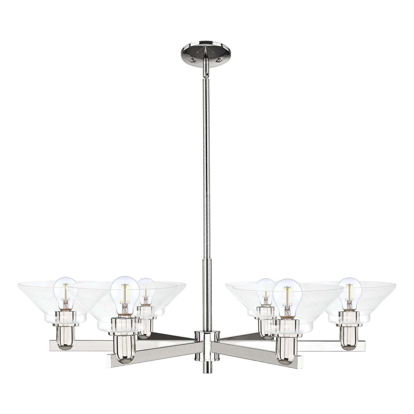 Innovations Orwell 38in 6-Light Chandelier | Industrial Polished Nickel and Clear Glass | Dining Room & Living Room | Model 716-6CR-PN-G132
