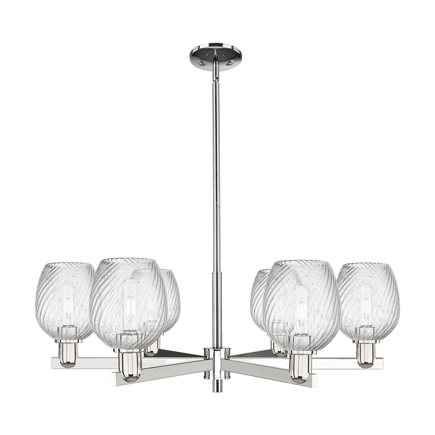 Innovations Salina 6-Light 35.5in Chandelier | Industrial Polished Nickel and Clear Spiral Fluted Glass | Dining Room & Living | Model 716-6CR-PN-G292